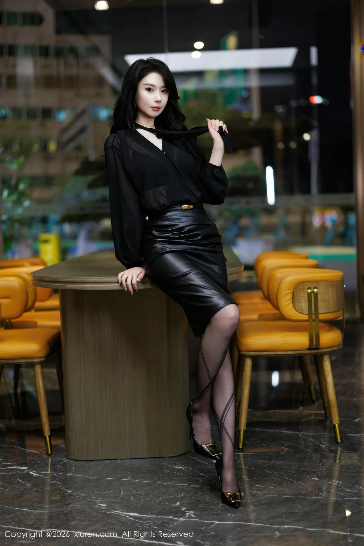 XiuRen 秀人 No.11291 心玥黑色皮裙黑丝高跟 - 9