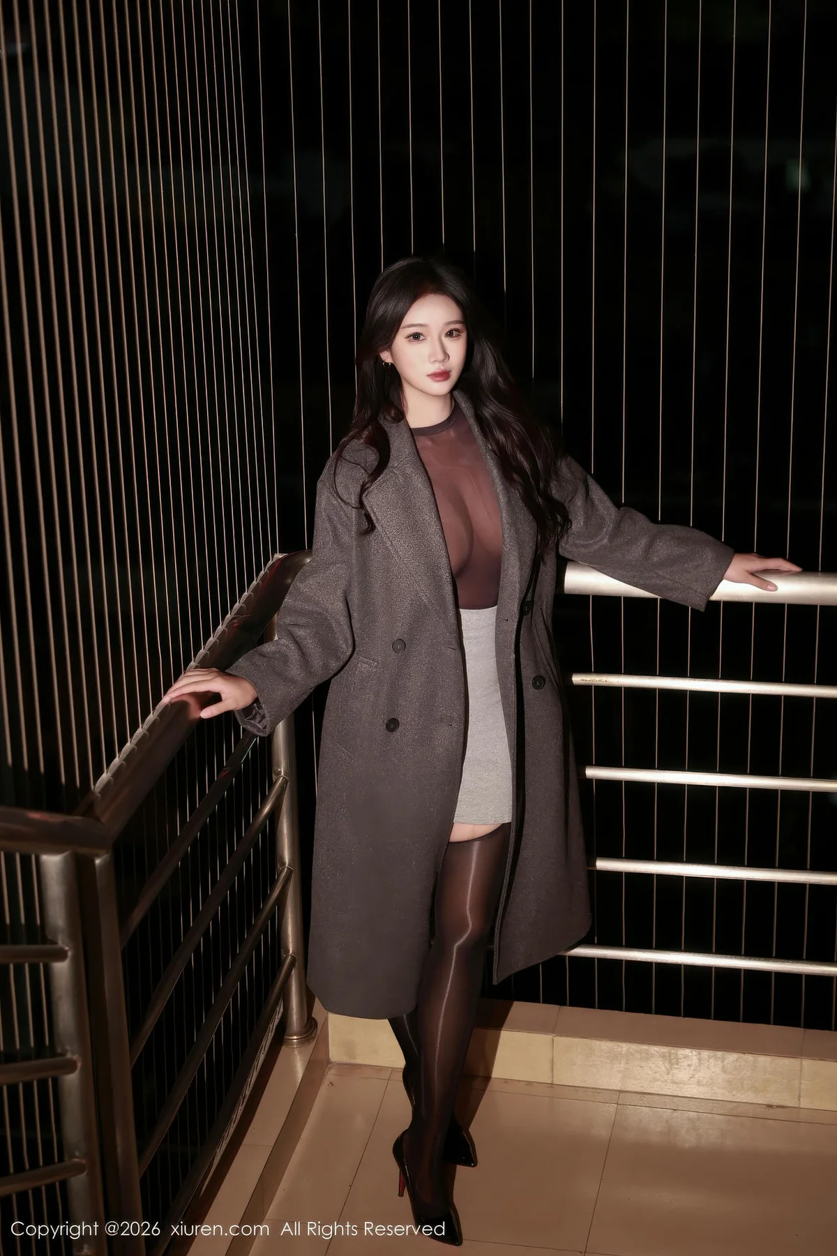 XiuRen 秀人 No.11296 南乔透视黑色连体丝袜 - 1