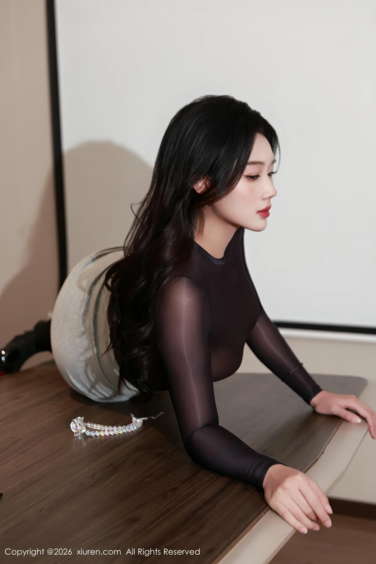 XiuRen 秀人 No.11296 南乔透视黑色连体丝袜 - 7