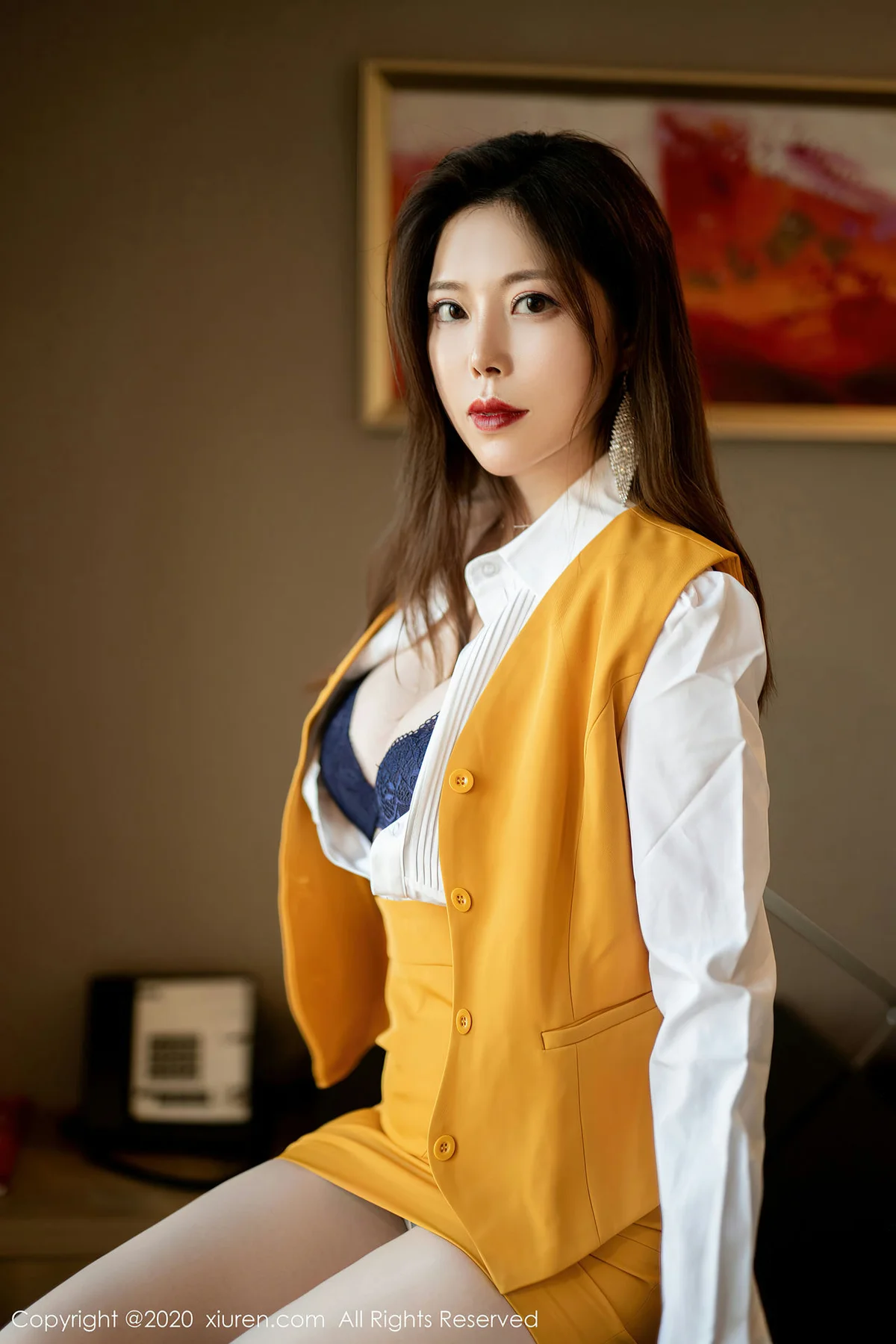 XiuRen 秀人 No.2850  白茹雪 黄色职业装朦胧丝袜 - 4