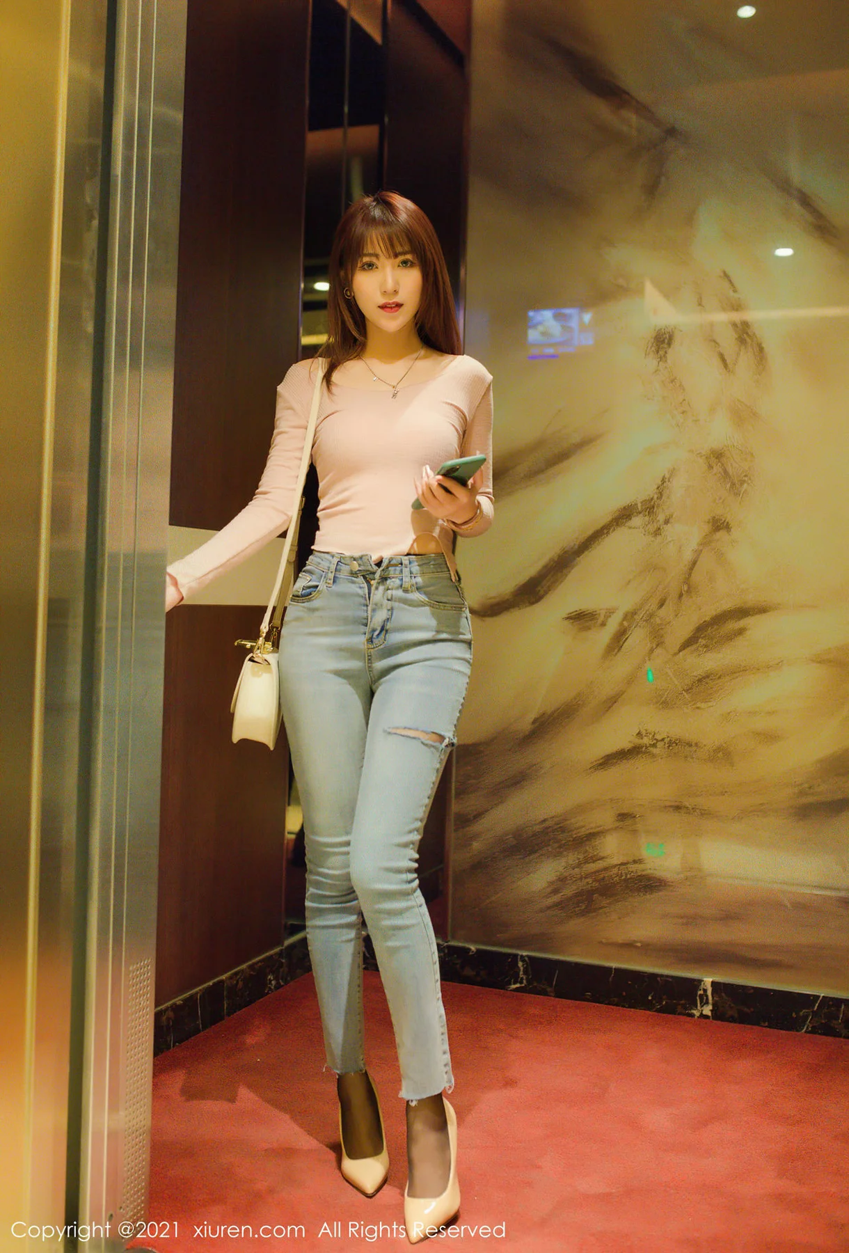 XiuRen 秀人 No.3053  粉色上衣与牛仔裤 周慕汐baby - 8