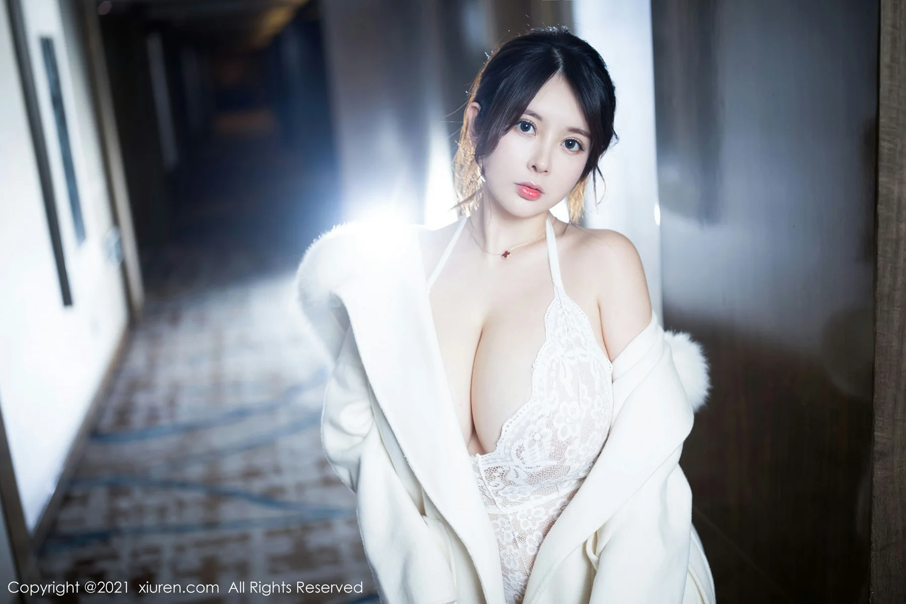 XiuRen 秀人 No.3121  奶油妹妹 白色镂空内衣蕾丝袜 - 7