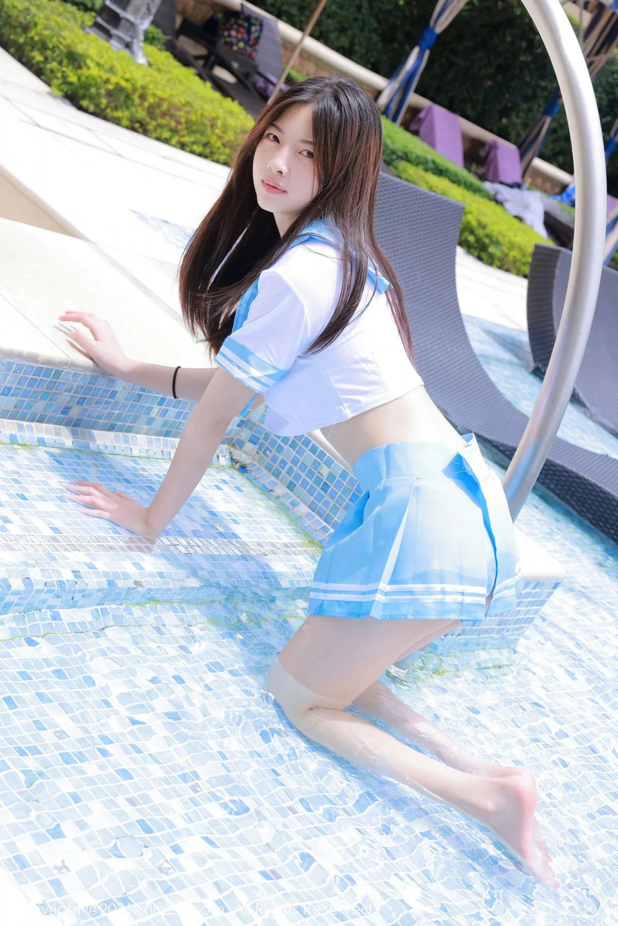 XiuRen 秀人 No.3770 水手服室外泳池 明日花桃桃 澳门旅拍 - 9