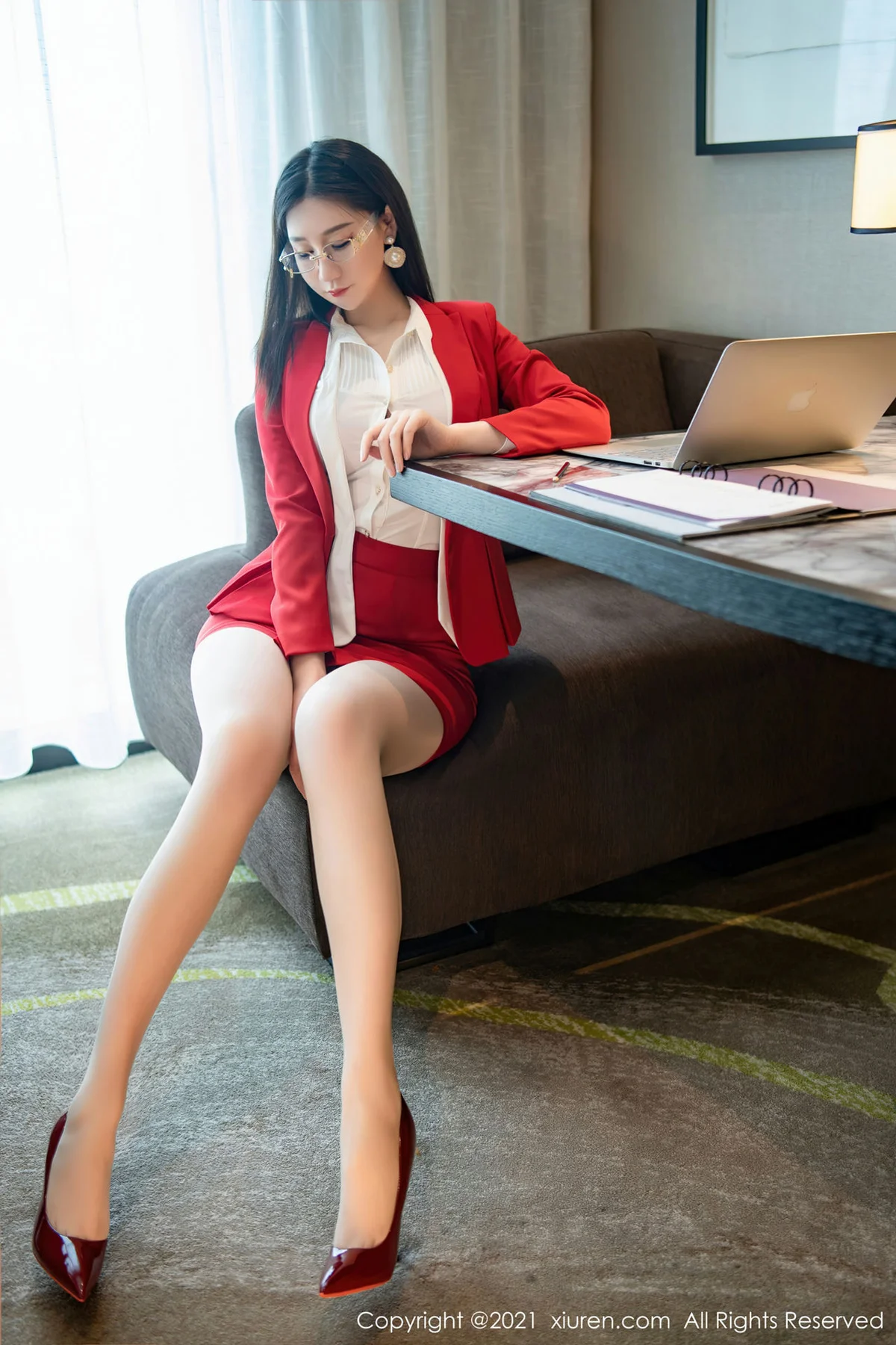 XiuRen 秀人 No.3954 顾乔喃cora 红色制服 - 4