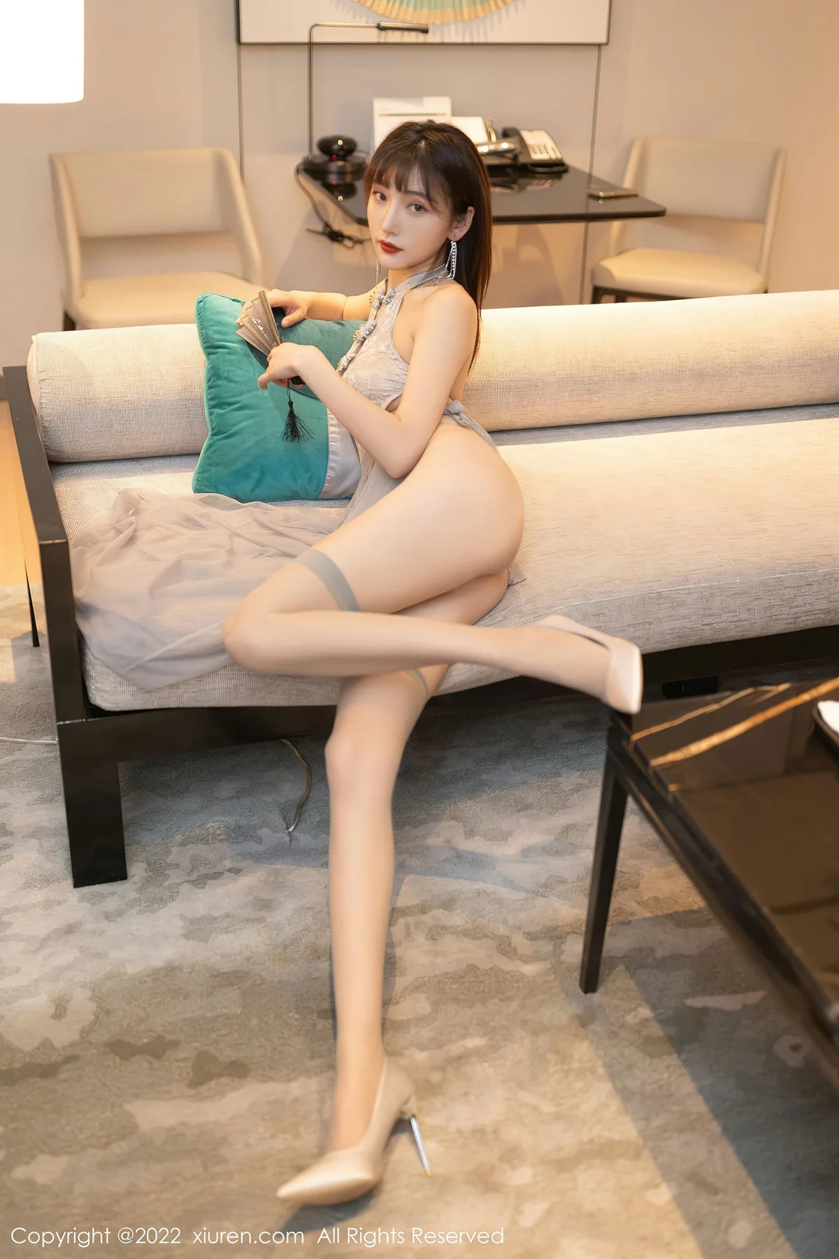 XiuRen 秀人 No.4592 灰色薄纱长裙 陆萱萱 性感写真11 - 7