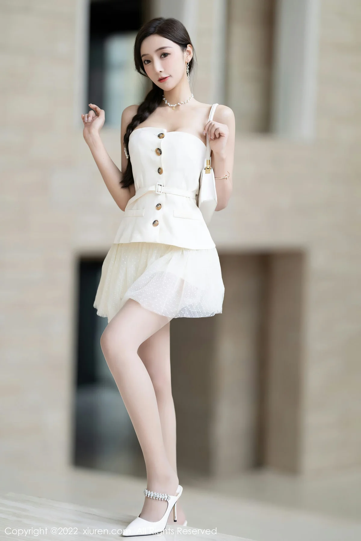 XiuRen 秀人 No.5539 珍珠色睡裙 王馨瑶yanni 性感写真1 - 6