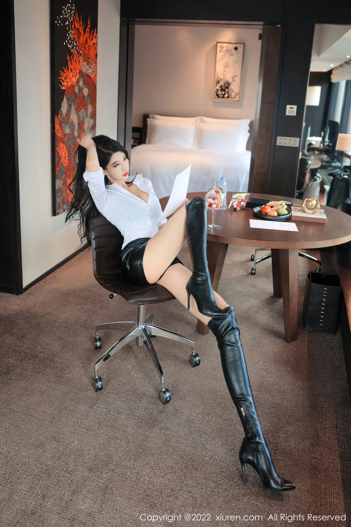 XiuRen 秀人 No.5681 葛征净高184c m 黑色蕾丝皮裙内衣大理旅拍 - 3