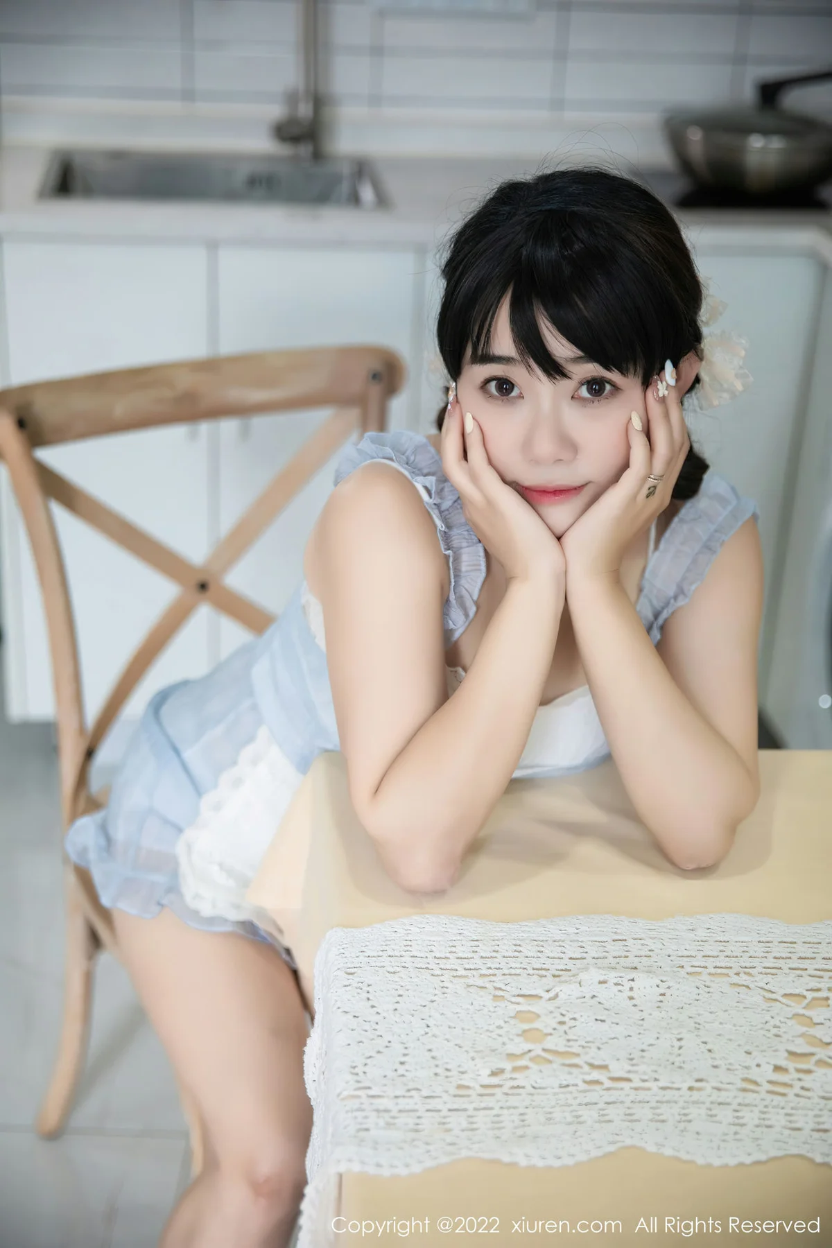 XiuRen 秀人 No.5834 严利娅Yuliya 浅蓝色女仆性感写真 - 4