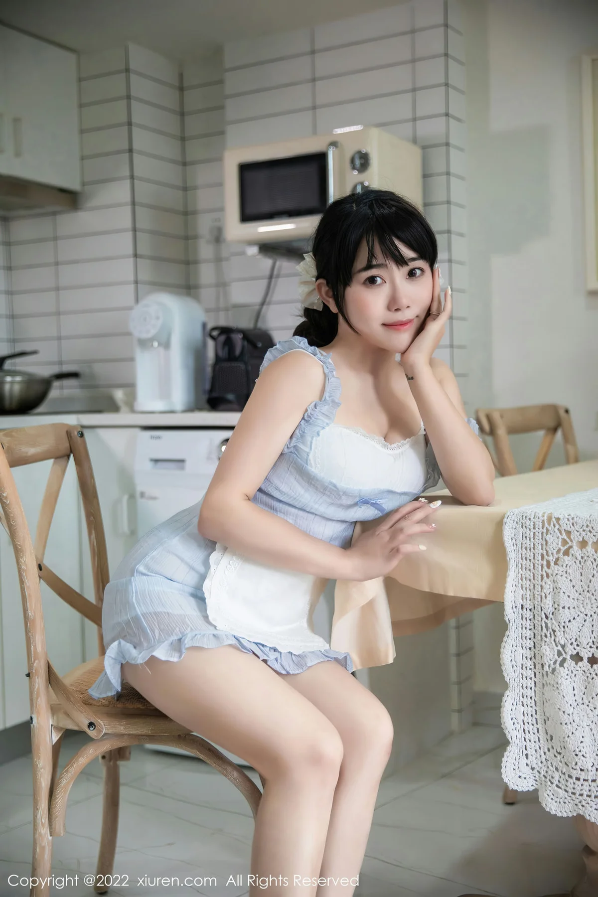 XiuRen 秀人 No.5834 严利娅Yuliya 浅蓝色女仆性感写真 - 8