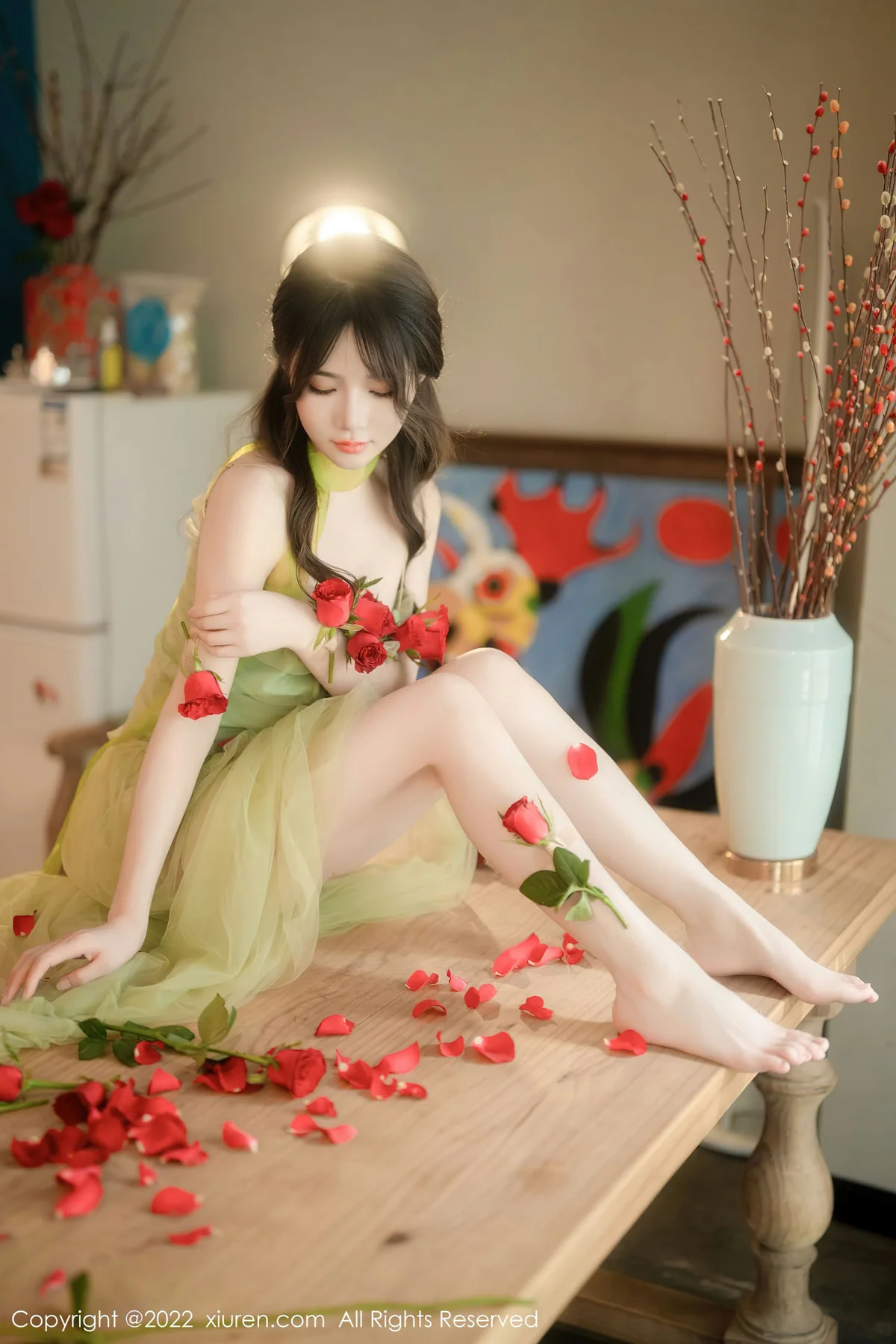 XiuRen 秀人 No.5875 婠婠么 淡绿色连衣长裙性感写真222 - 9