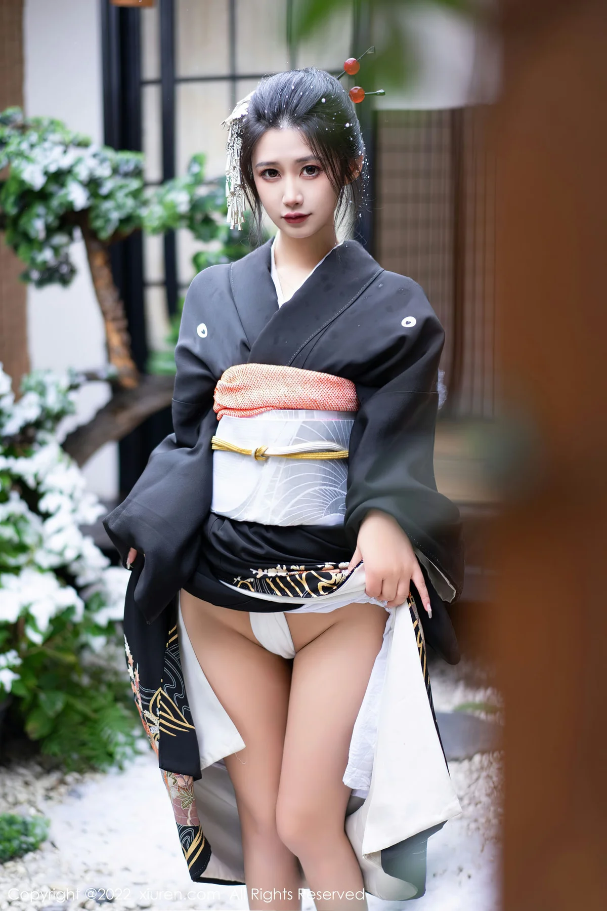 XiuRen 秀人 No.5932 laura阿姣 深色日式和服性感写真 - 9