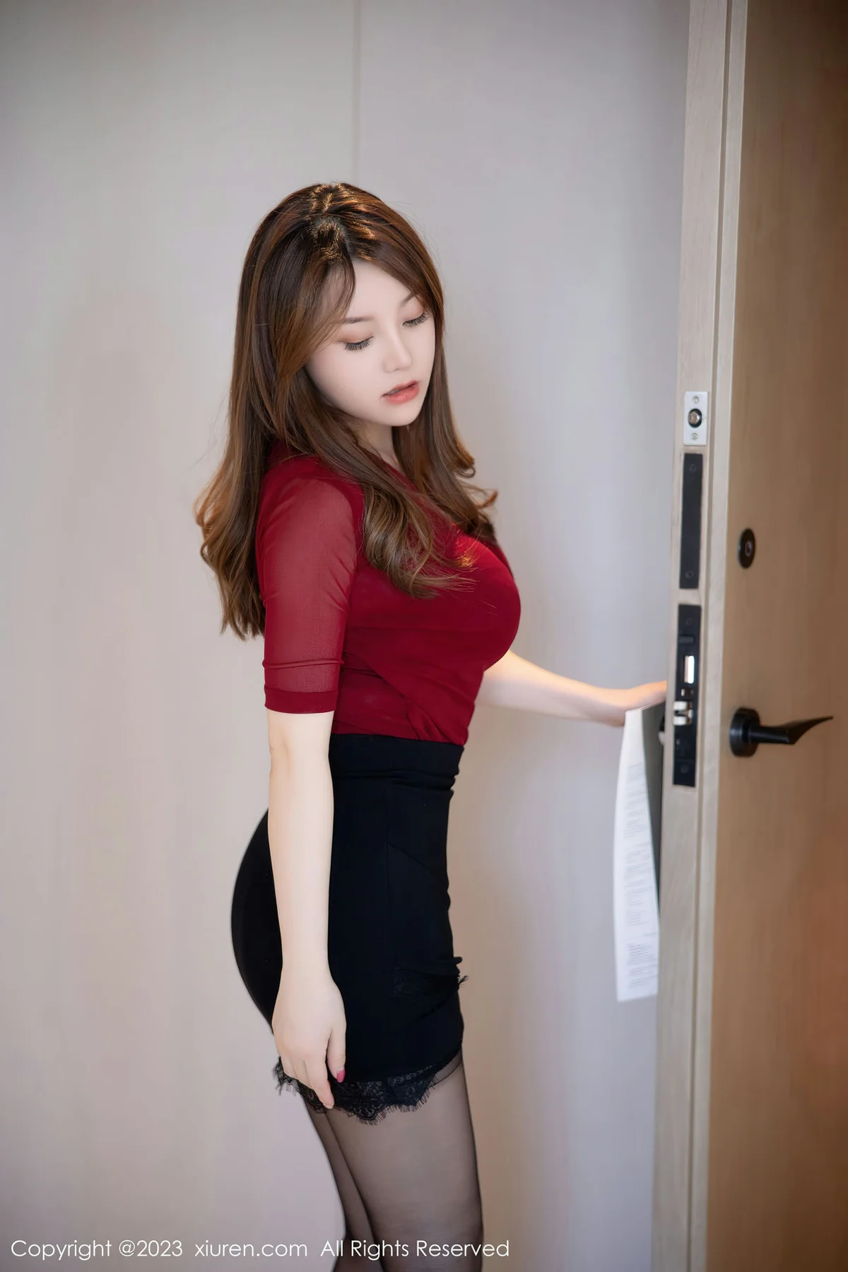 XiuRen 秀人 No.6096 豆瓣酱 黑色蕾丝内衣写真 - 5