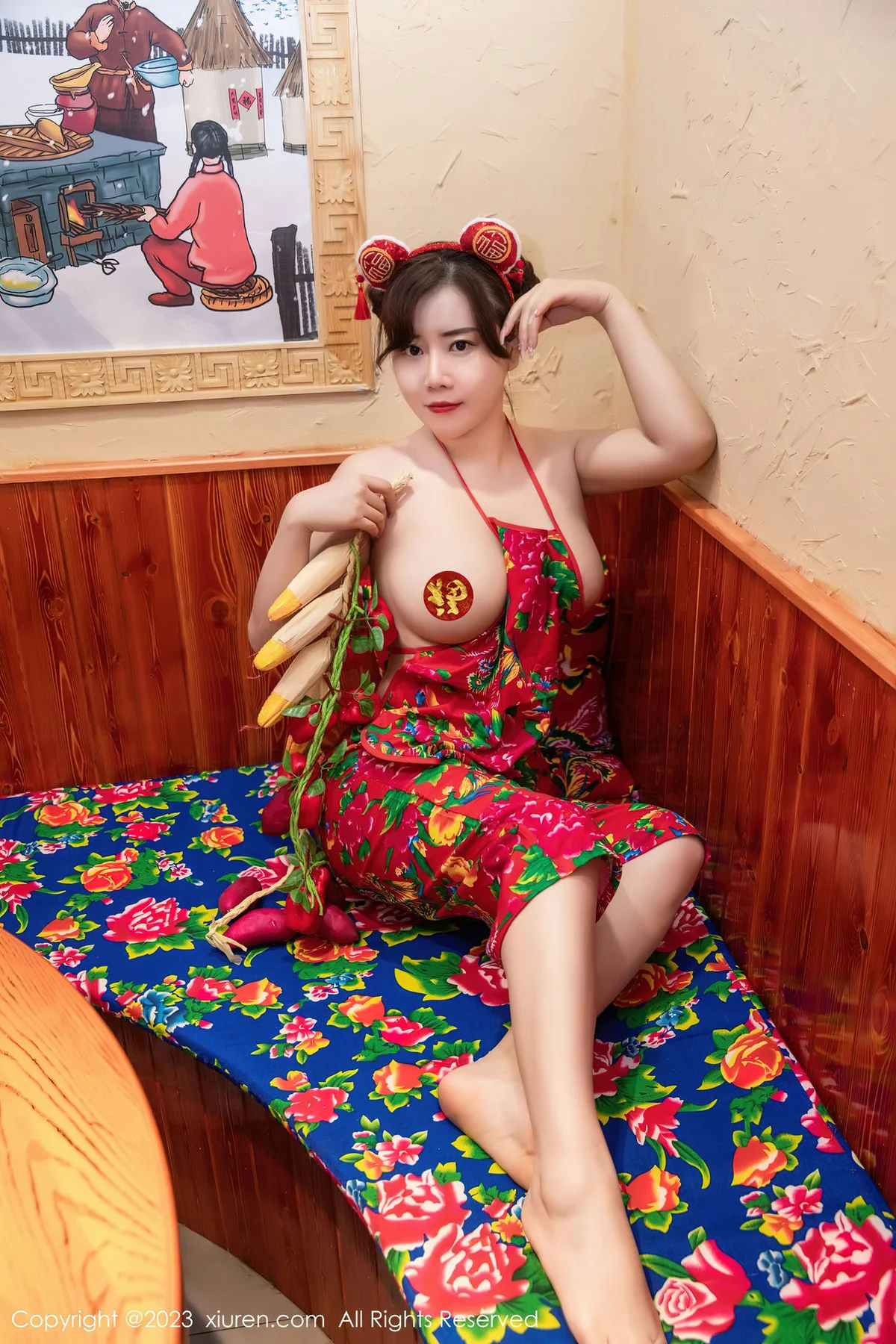 XiuRen 秀人 No.6121 王婉悠Queen 东北大花布布兜写真 - 6