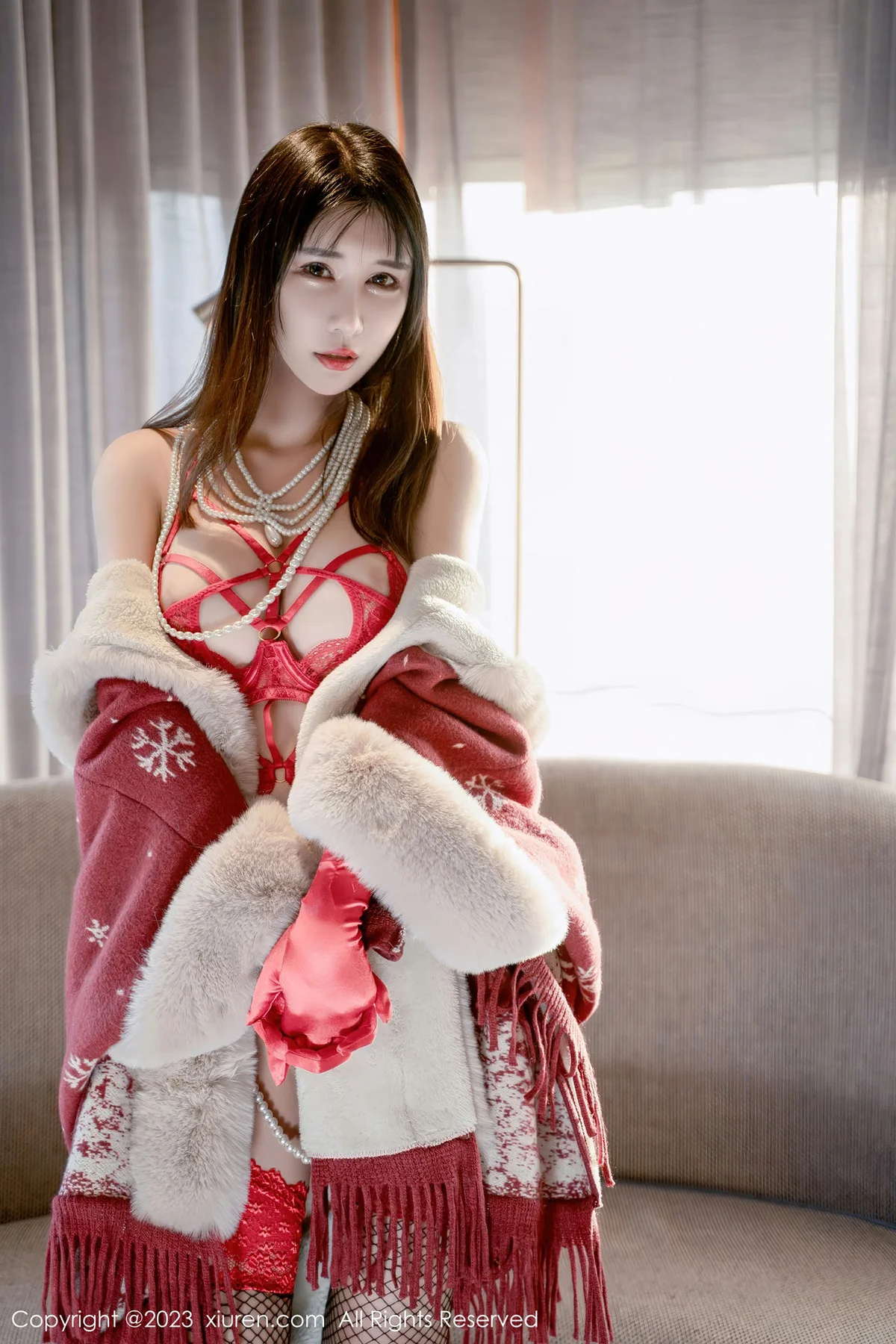 XiuRen 秀人 No.6188 夏沫沫 网袜红内衣 - 1