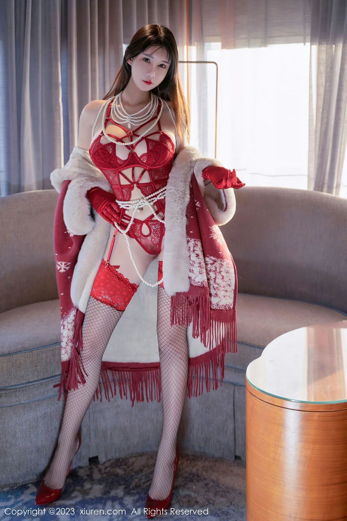 XiuRen 秀人 No.6188 夏沫沫 网袜红内衣 - 8