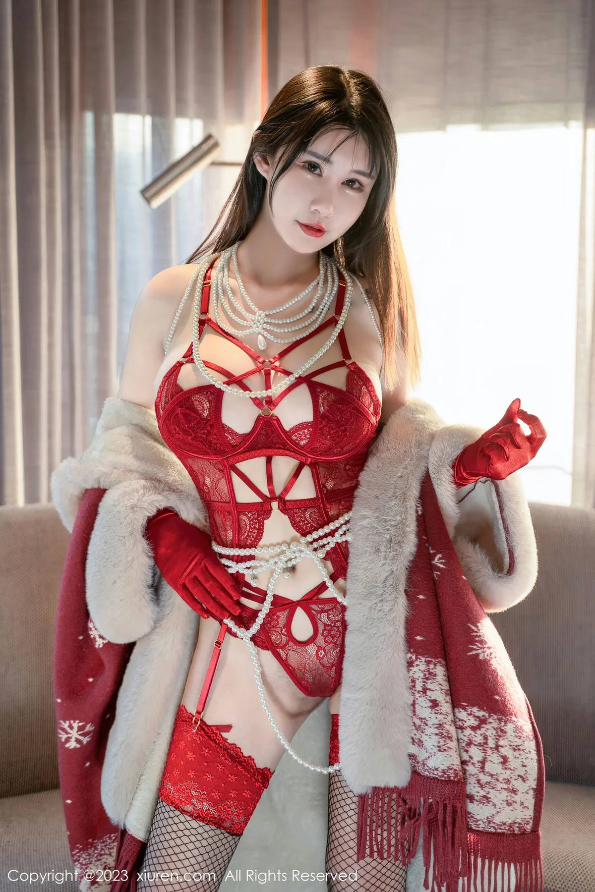 XiuRen 秀人 No.6188 夏沫沫 网袜红内衣 - 9