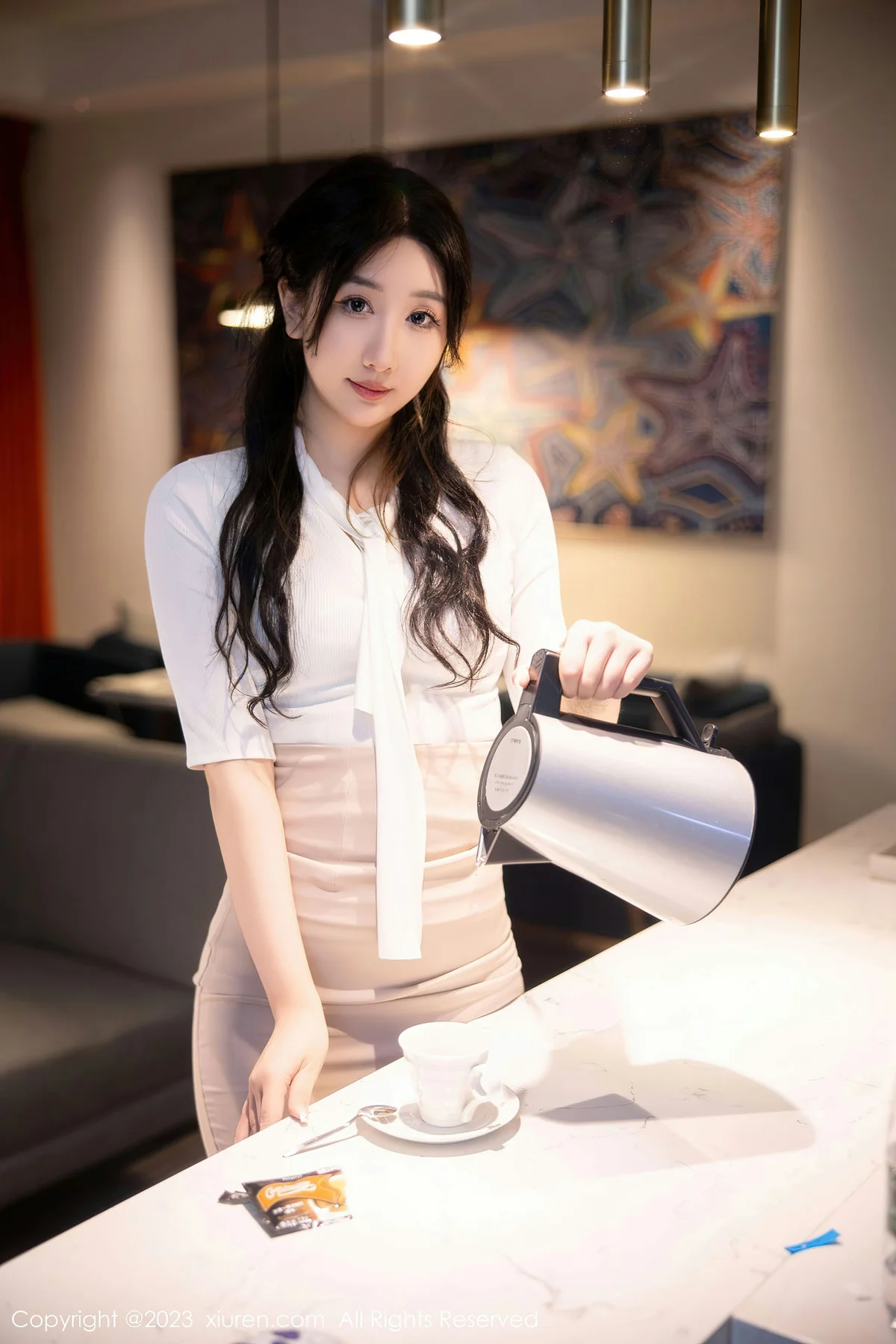 XiuRen 秀人 No.6207 江真真 白色Ol职业服写真 - 6