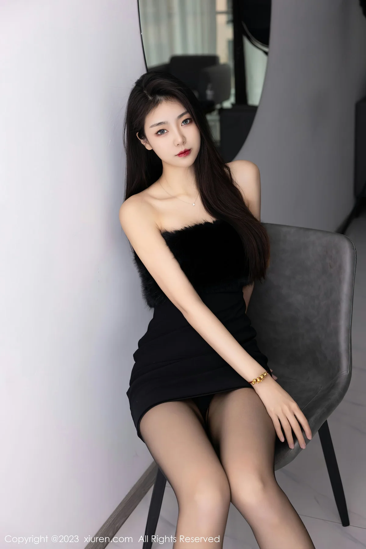 XiuRen 秀人 No.6275 小蛮妖 黑色露肩连衣短裙内衣美腿私房 - 3