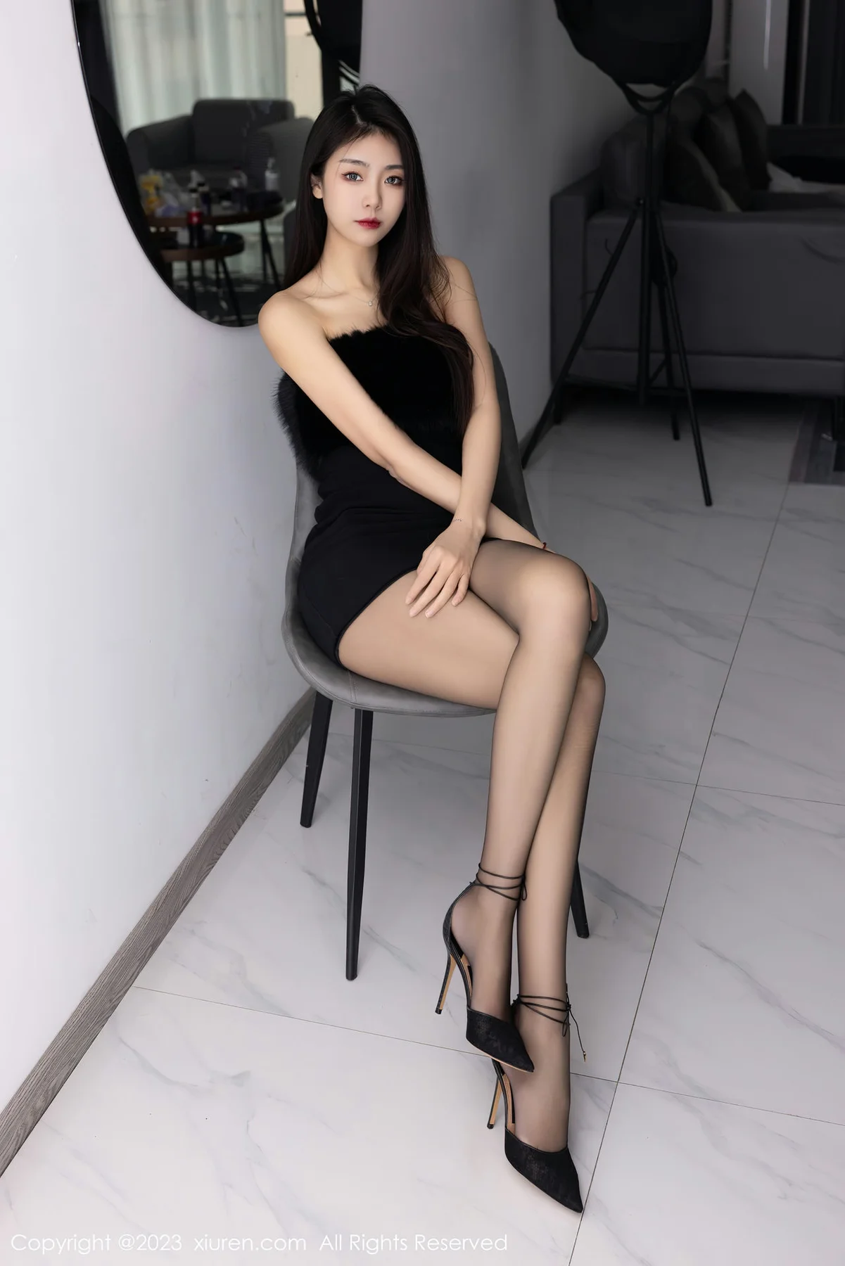 XiuRen 秀人 No.6275 小蛮妖 黑色露肩连衣短裙内衣美腿私房 - 6