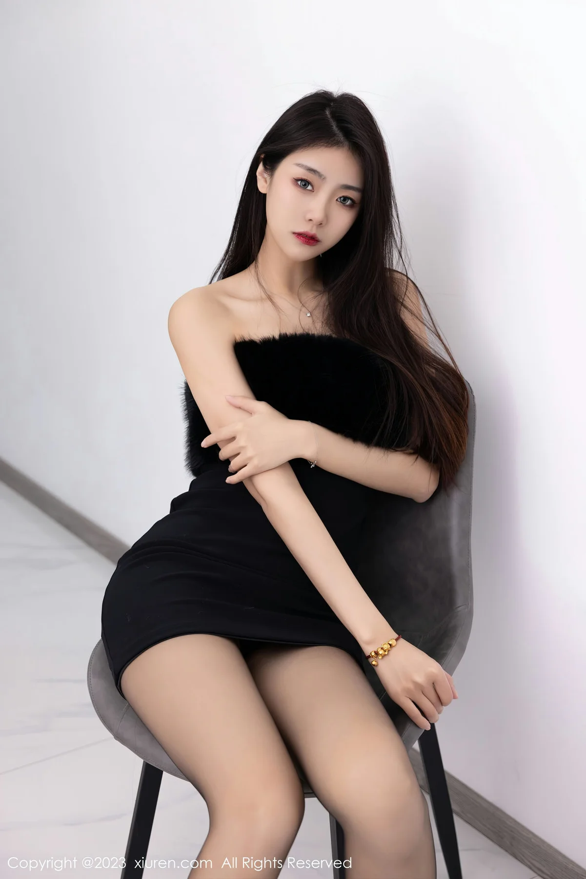 XiuRen 秀人 No.6275 小蛮妖 黑色露肩连衣短裙内衣美腿私房 - 10