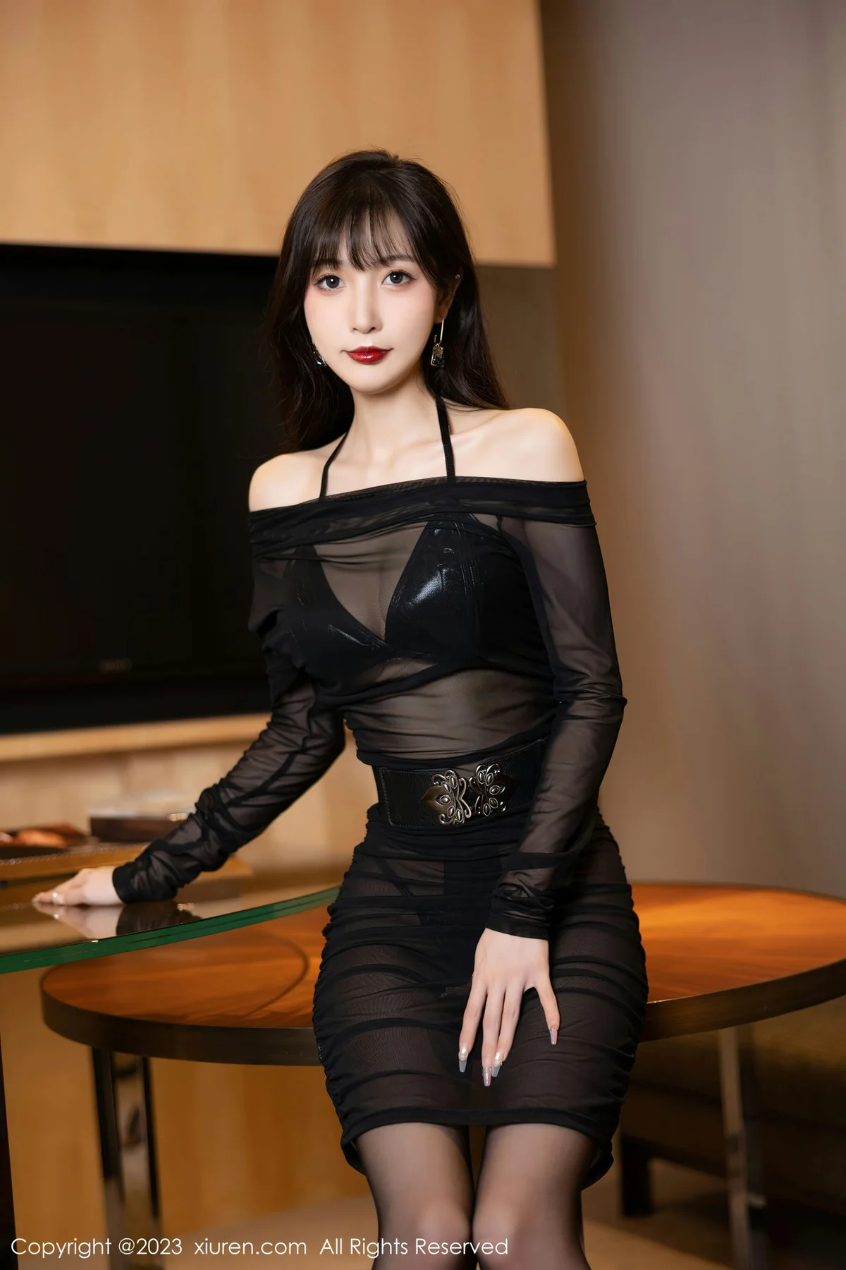 XiuRen 秀人 No.6307 林星阑 轻透网纱连衣短裙性感写真3 - 2