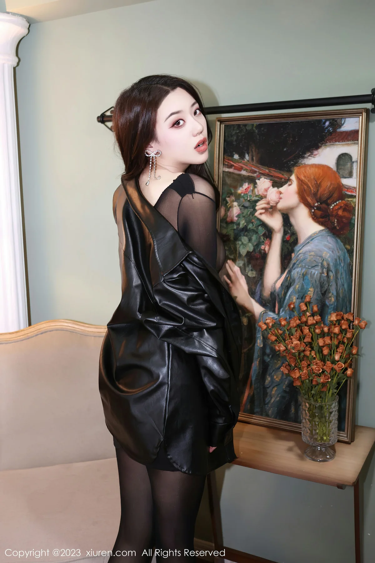 XiuRen 秀人 No.6311 米娜MnaL 黑色网纱轻透连体衣性感写真2 - 4