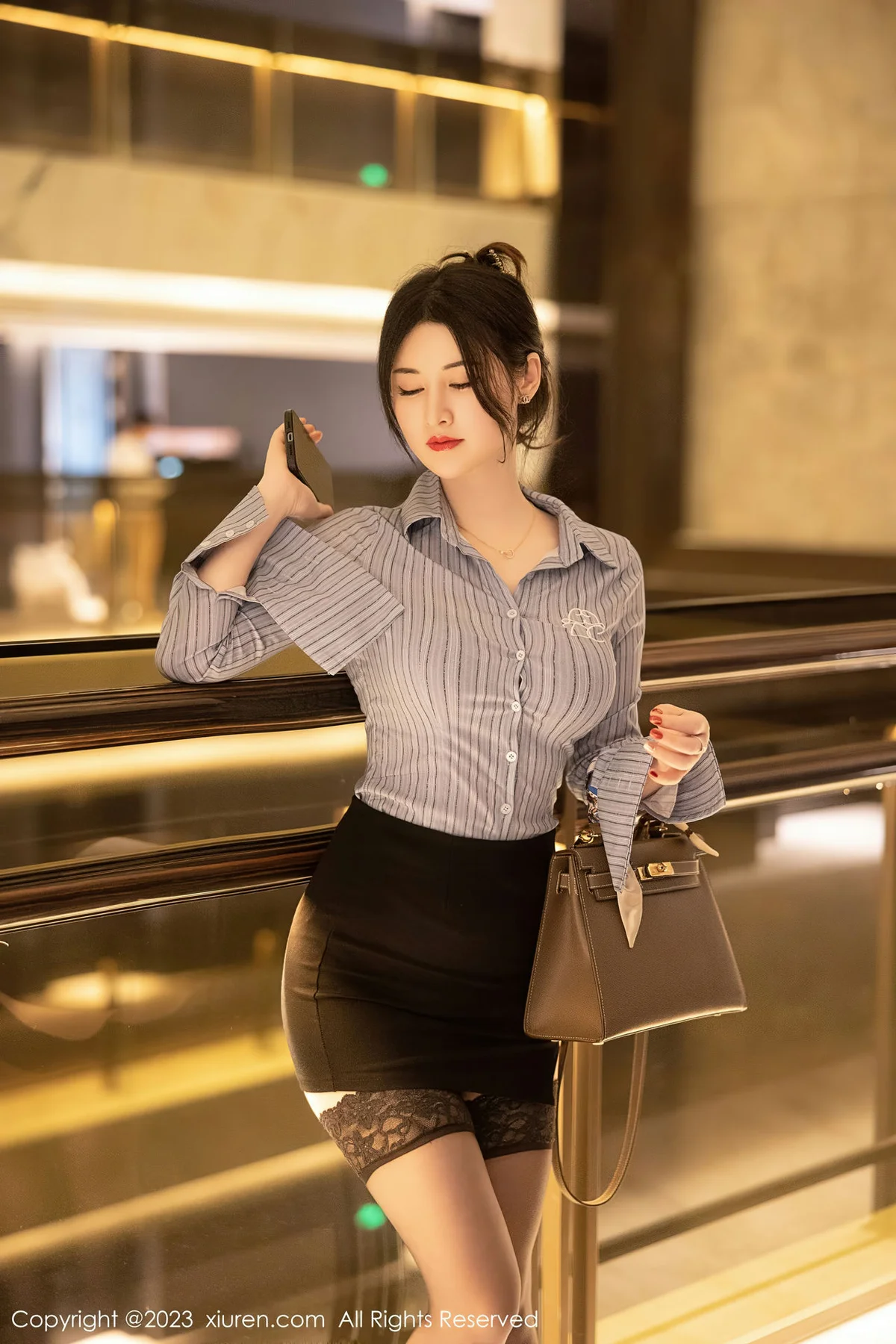 XiuRen 秀人 No.6343 诗诗kiki 蓝色条纹T恤写真1 - 1