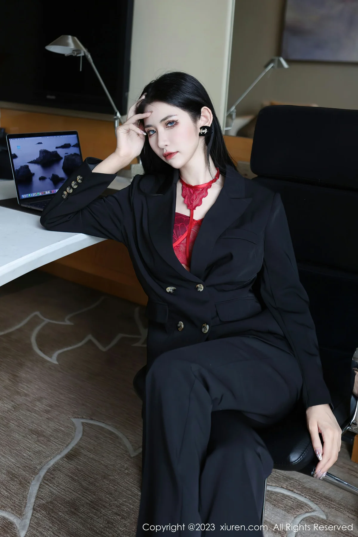 XiuRen 秀人 No.6402 依娜Yina 首套写真红色蕾丝内衣22 - 3