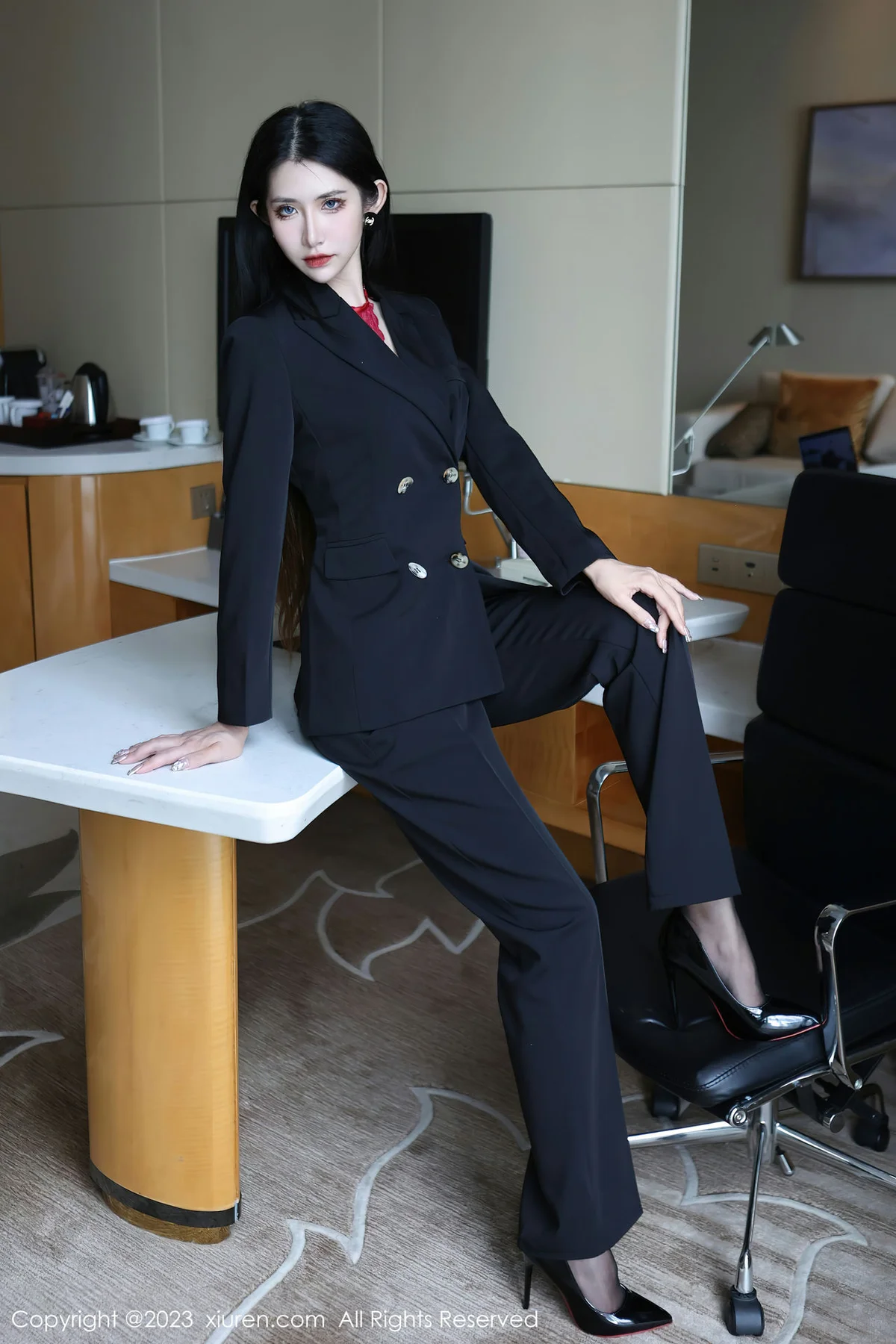 XiuRen 秀人 No.6402 依娜Yina 首套写真红色蕾丝内衣22 - 9