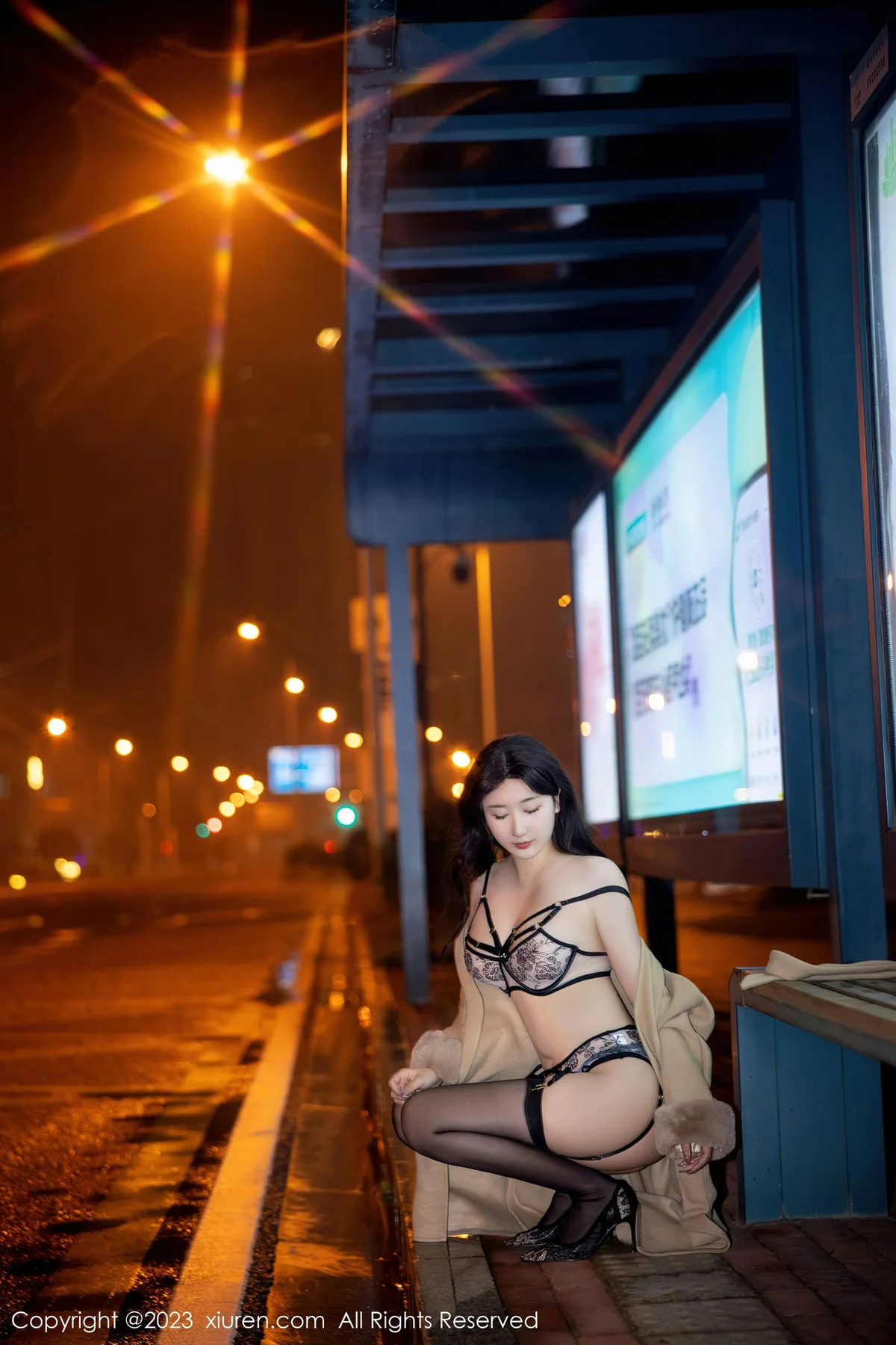 XiuRen 秀人 No.6424 江真真 街拍魅惑黑丝性感写真1 - 10