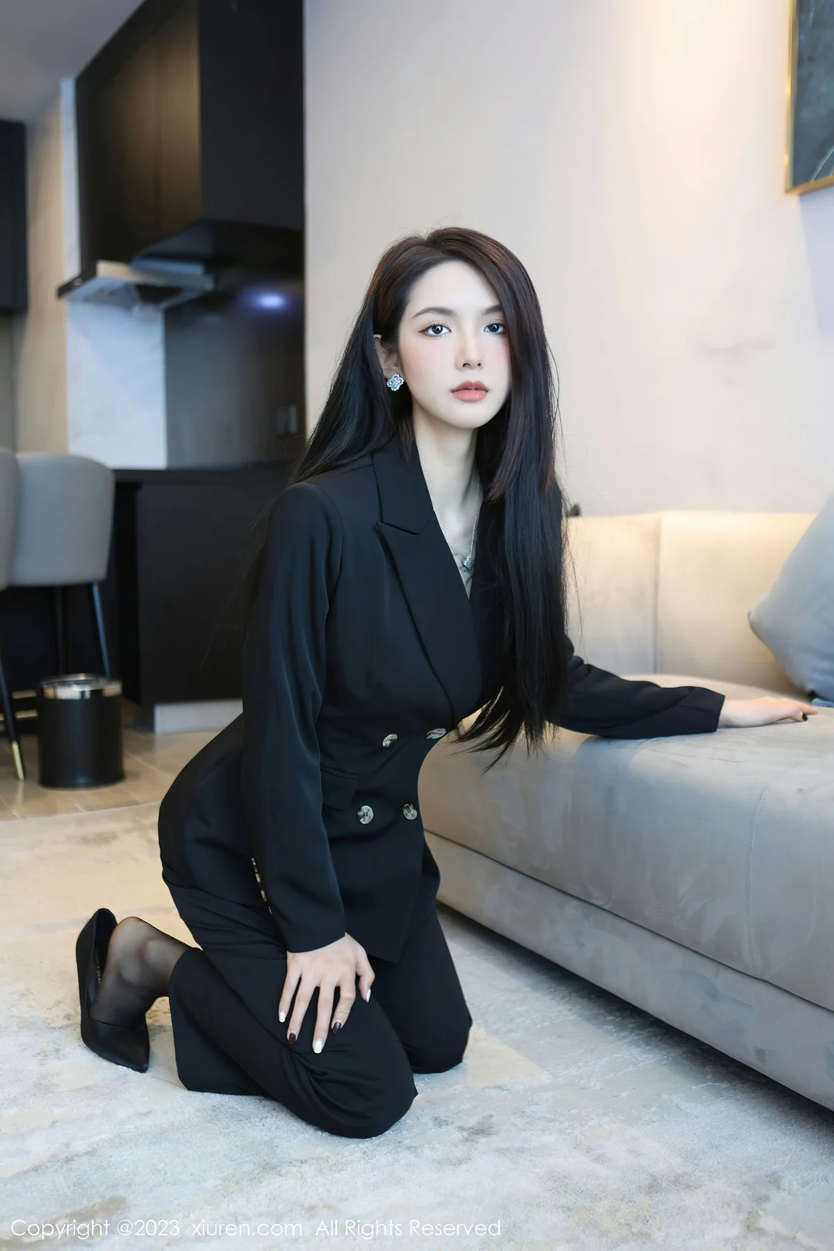 XiuRen 秀人 No.6576 乔一一 紫灰色蕾丝写真 - 7