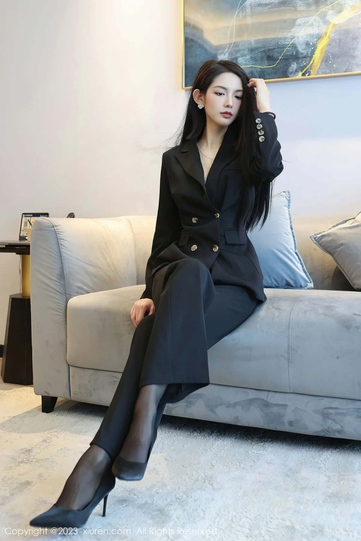 XiuRen 秀人 No.6576 乔一一 紫灰色蕾丝写真 - 5