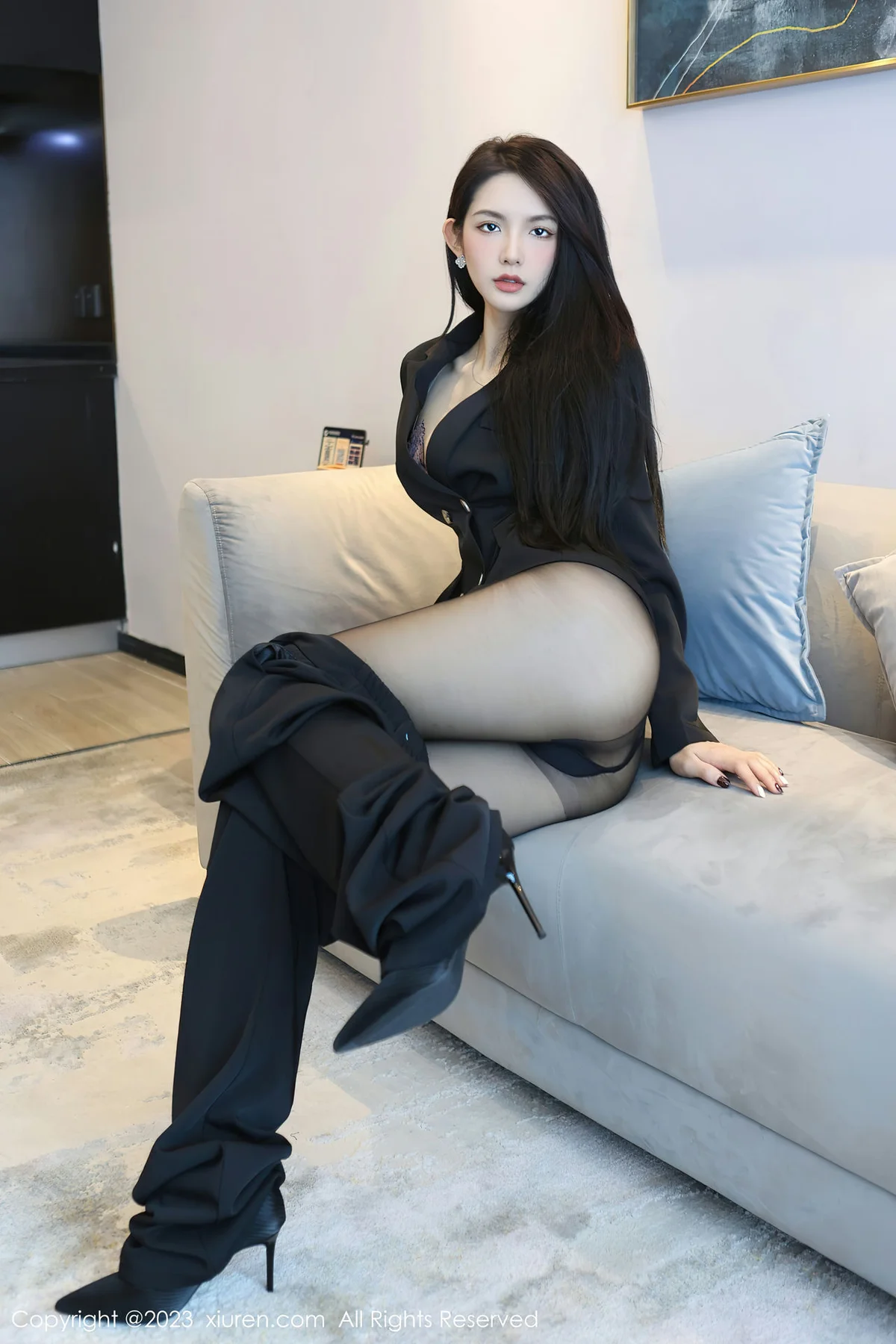 XiuRen 秀人 No.6576 乔一一 紫灰色蕾丝写真 - 7