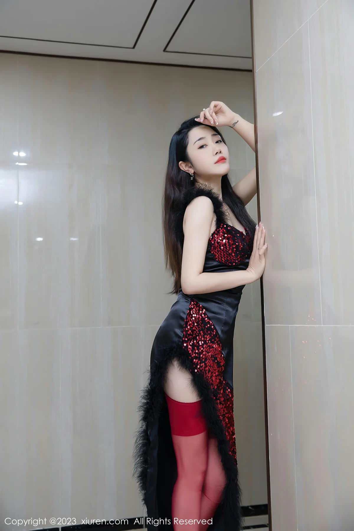 XiuRen 秀人 No.6587 严利娅Yuliya 红色蕾丝情趣内衣性感写真33 - 9