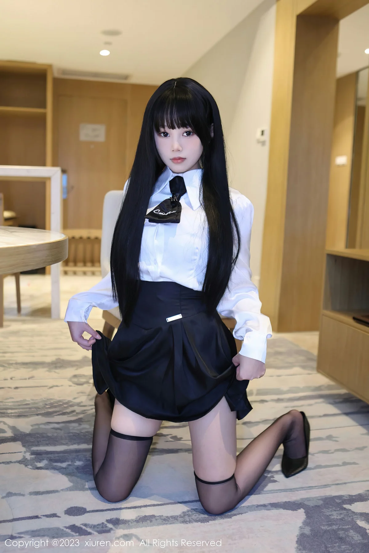 XiuRen 秀人 No.6685 早川京子 黑色情趣内衣性感写真 - 3