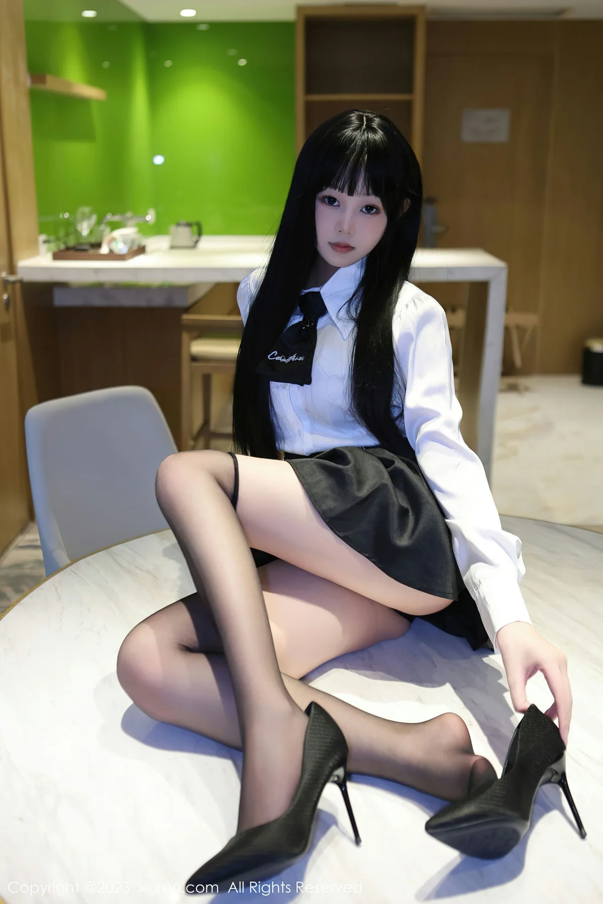 XiuRen 秀人 No.6685 早川京子 黑色情趣内衣性感写真 - 5