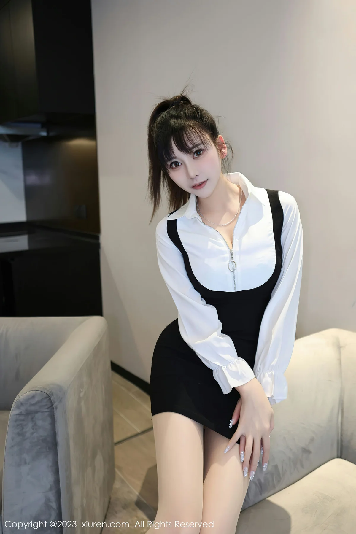 XiuRen 秀人 No.6700 夏希 首套写真 蓝灰色蕾丝内衣2 - 2