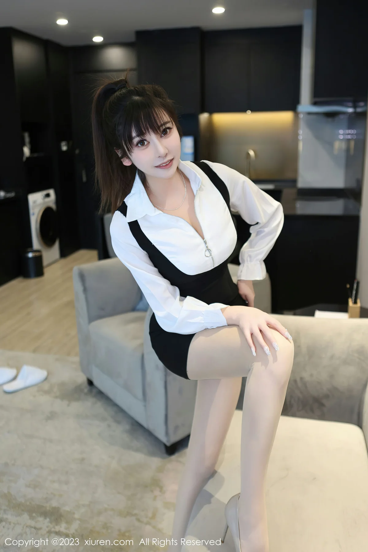 XiuRen 秀人 No.6700 夏希 首套写真 蓝灰色蕾丝内衣2 - 7