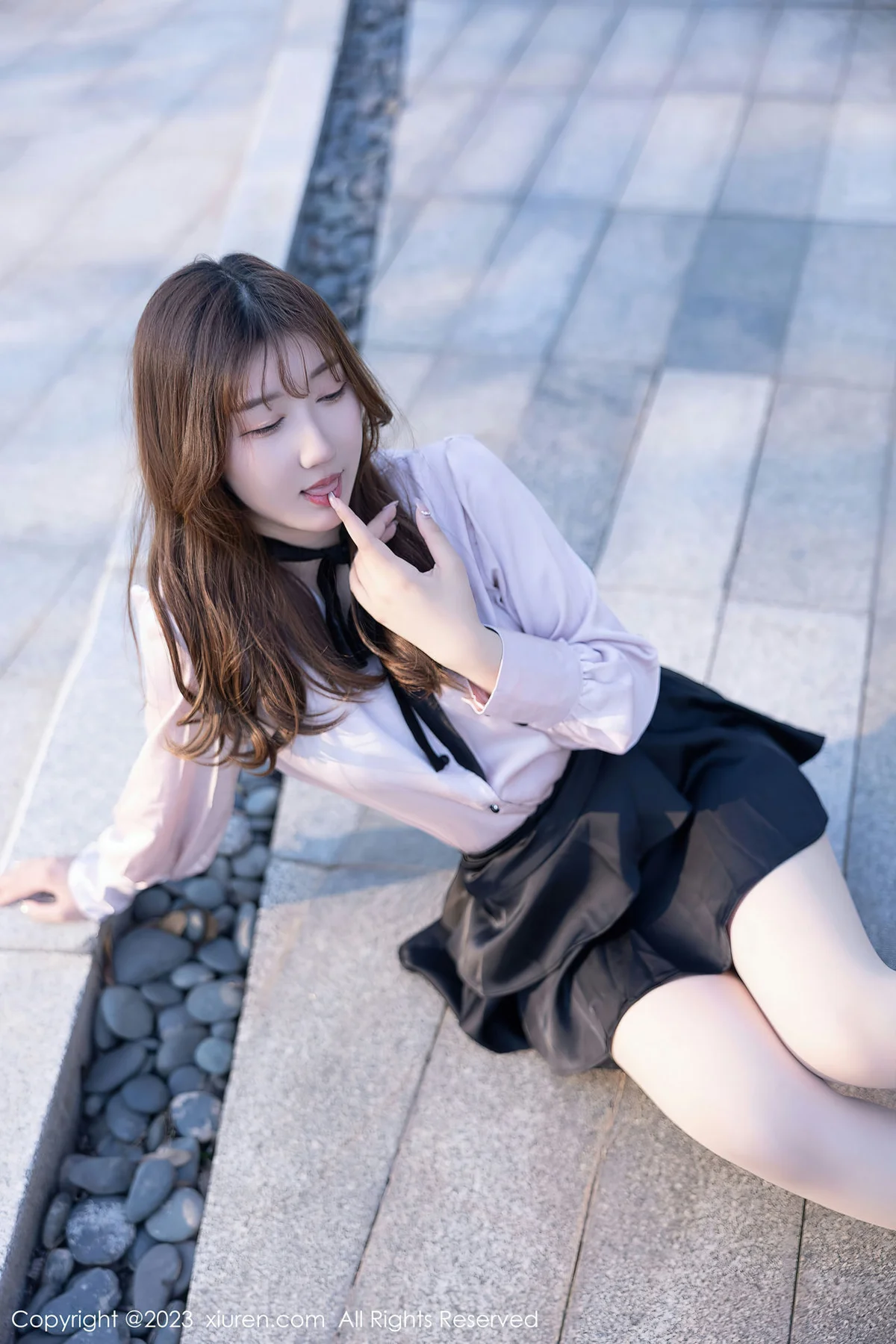 XiuRen 秀人 No.6721 江真真 户外黑色轻透内衣写真1 - 9