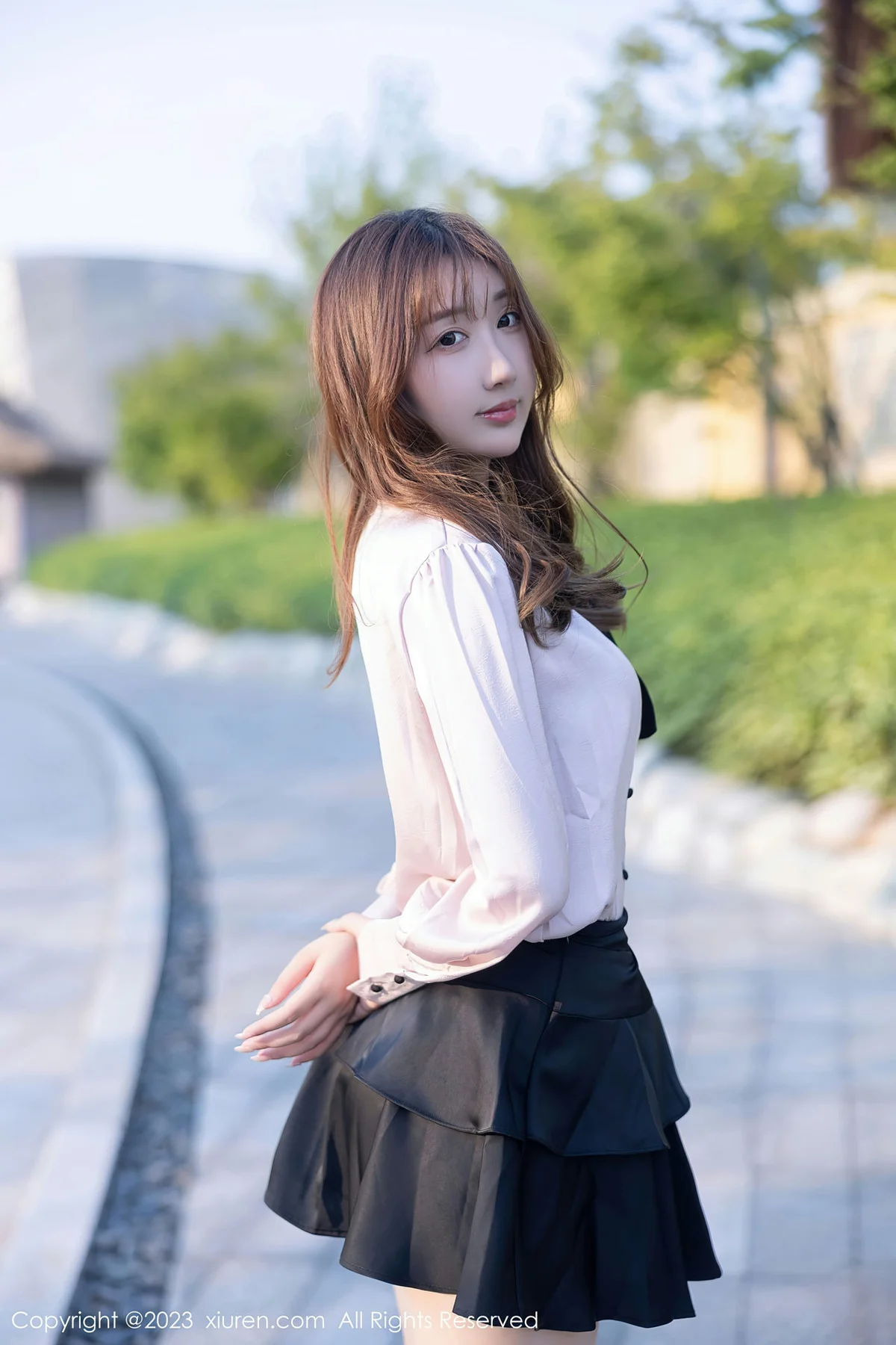 XiuRen 秀人 No.6721 江真真 户外黑色轻透内衣写真1 - 10