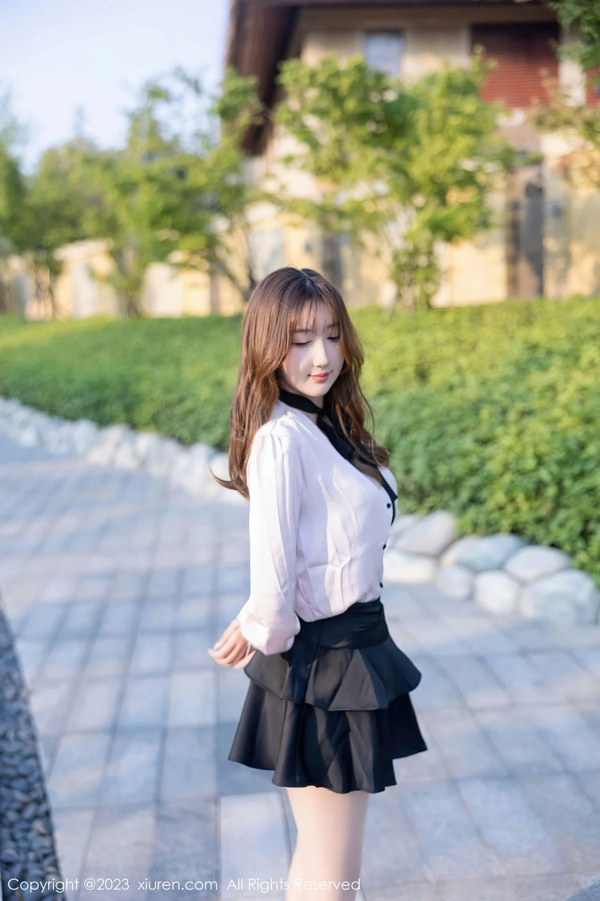 XiuRen 秀人 No.6721 江真真 户外黑色轻透内衣写真1 - 2