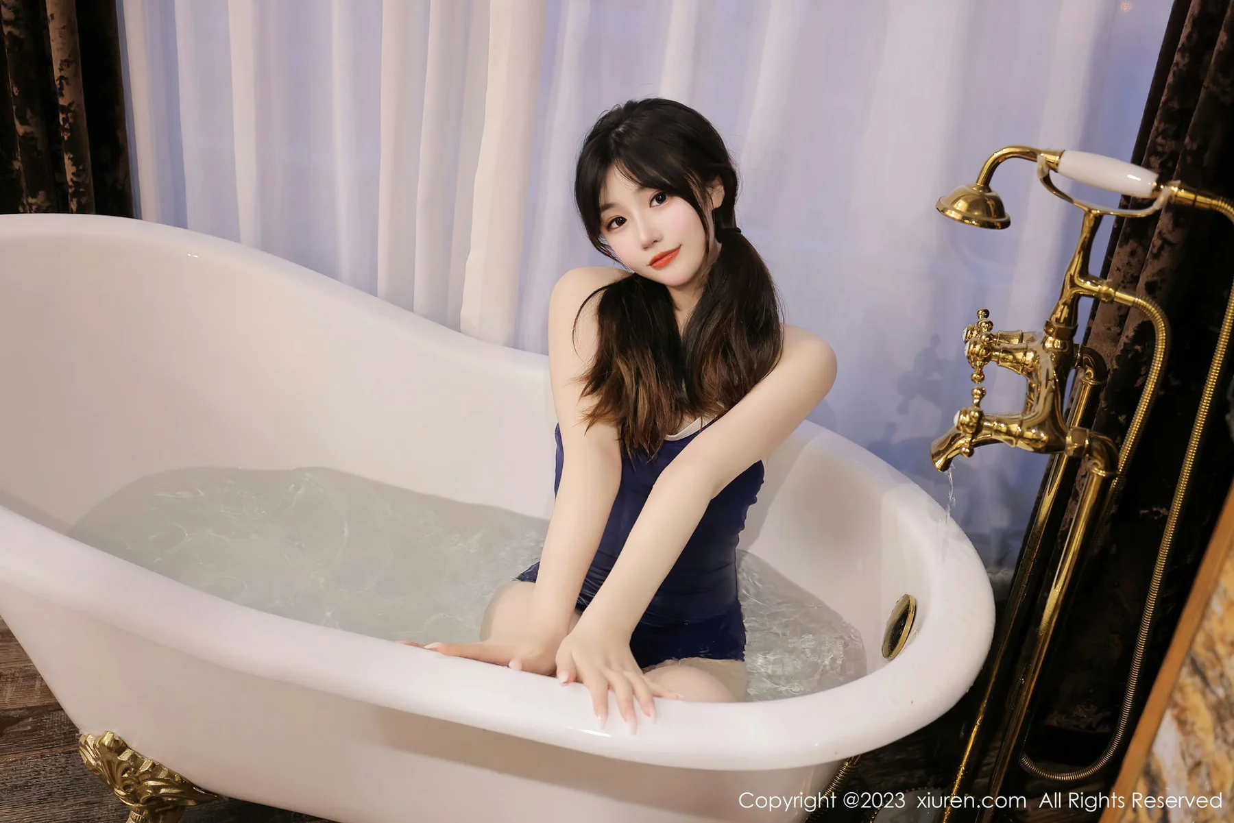 XiuRen 秀人 No.6781 岁小岁 蓝色高开叉首套写真2 - 8