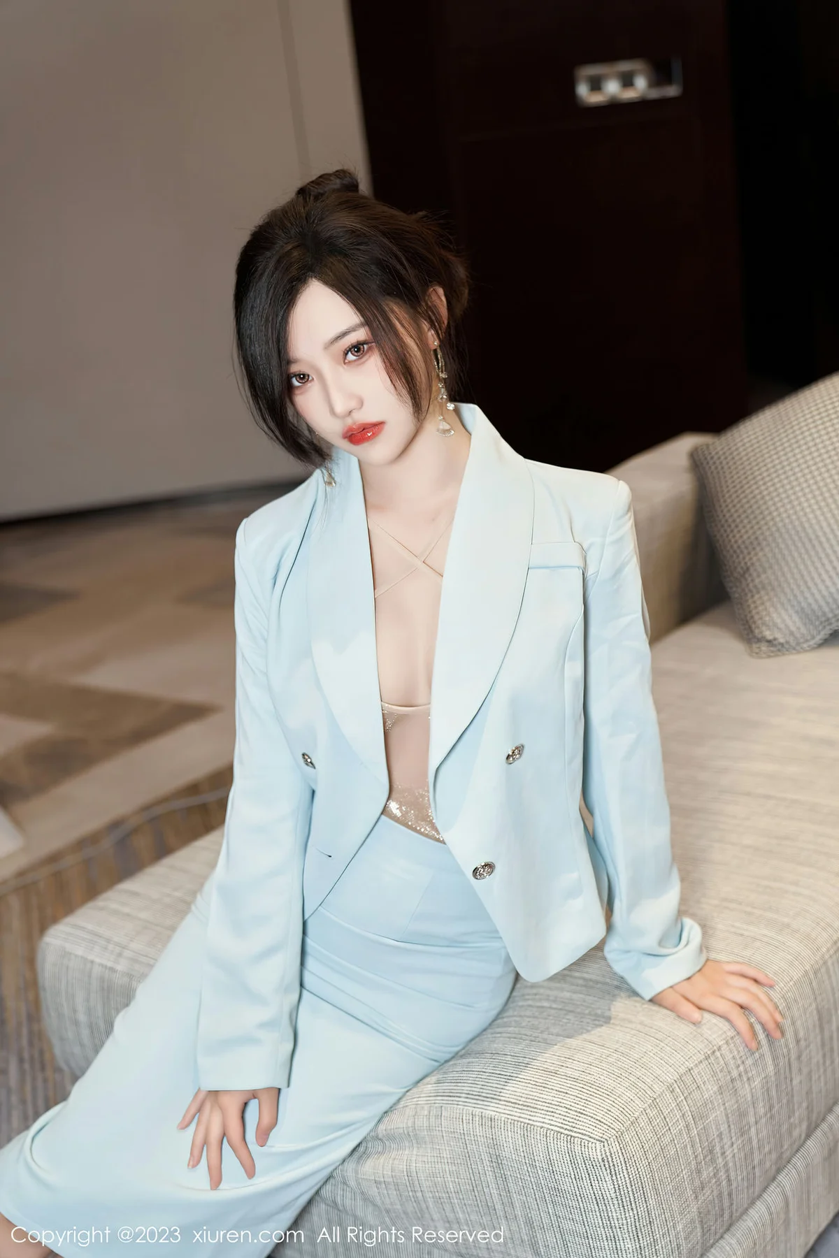 XiuRen 秀人 No.6857 妙可可Cheese 浅色轻透内衣性感写真3 - 9