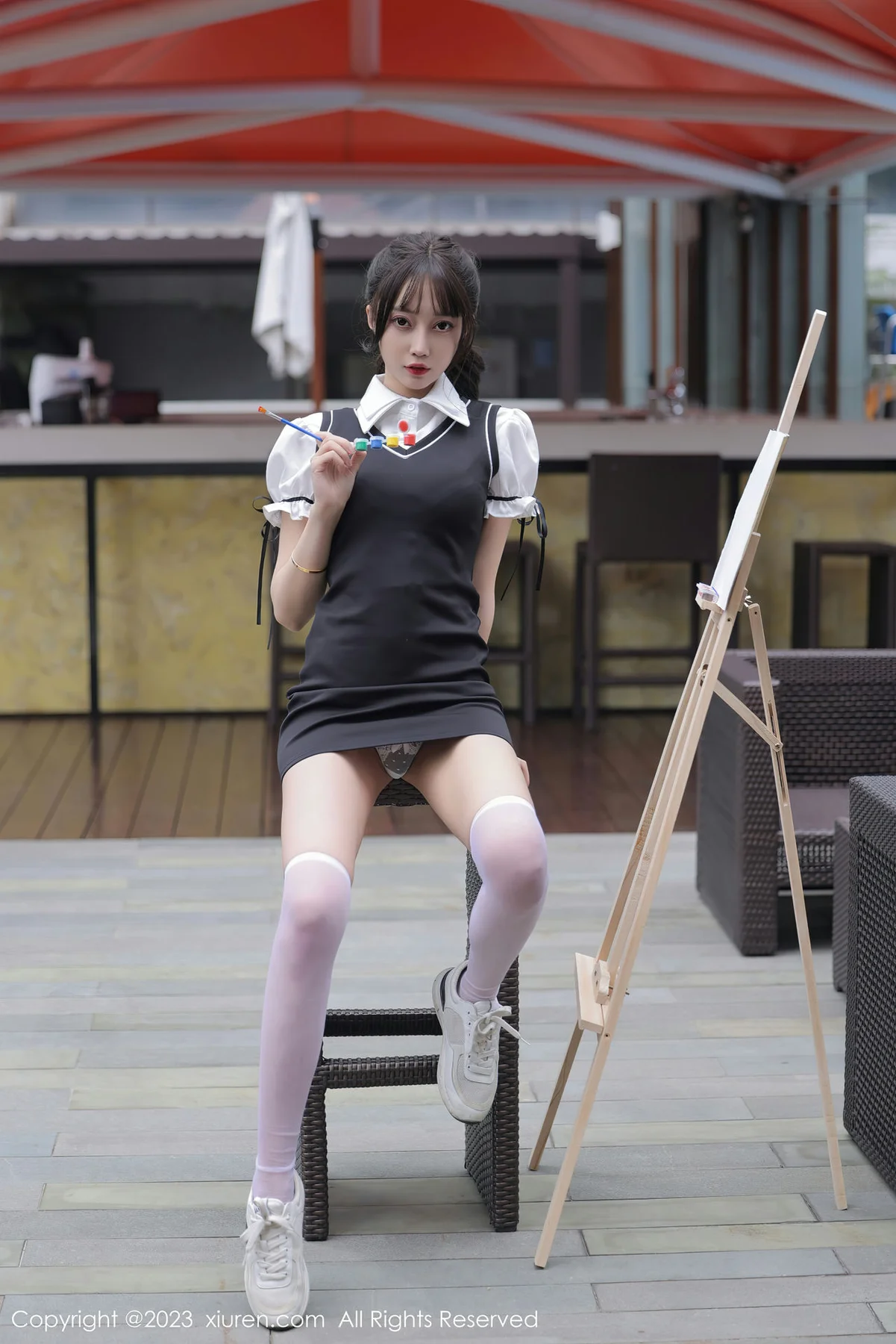 XiuRen 秀人 No.6889 玥儿玥er 黑色背带裙广州旅拍1 - 6