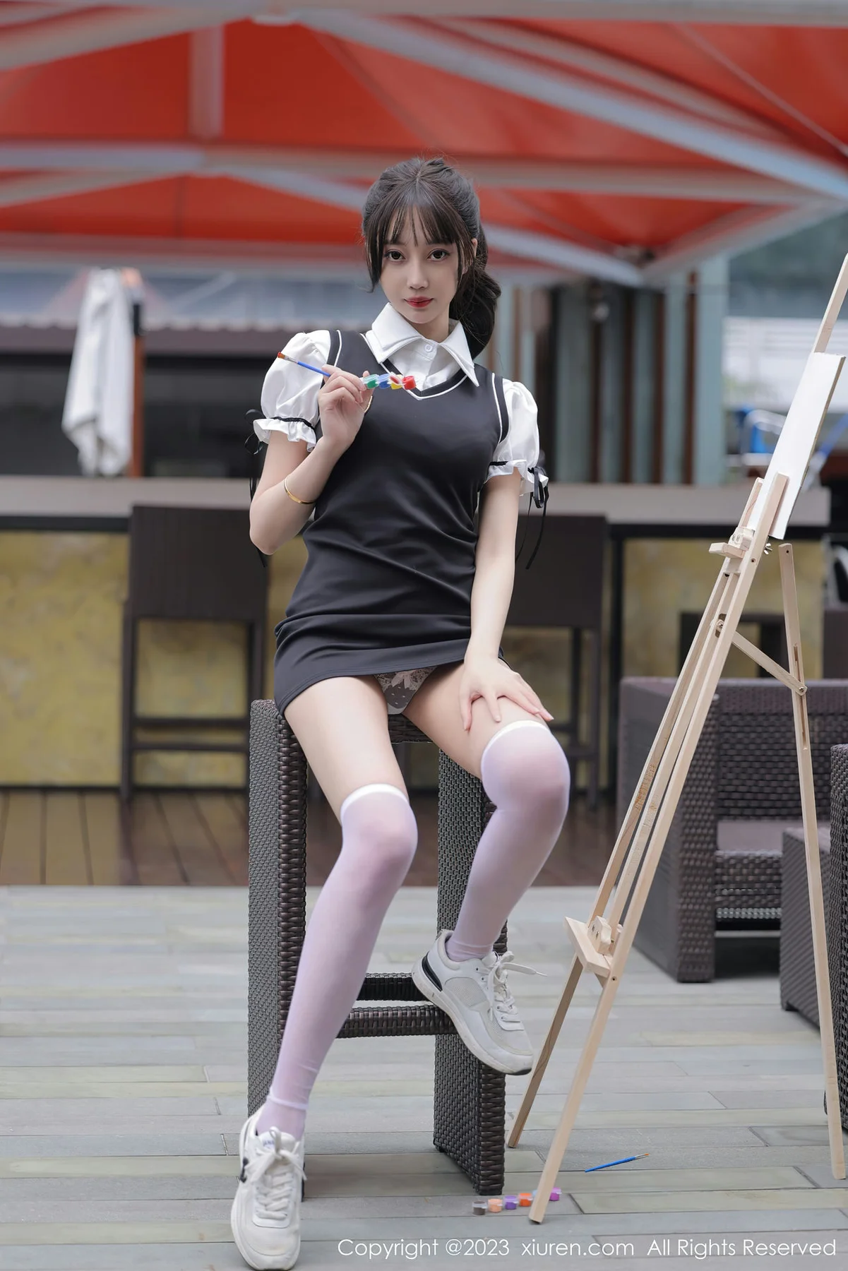 XiuRen 秀人 No.6889 玥儿玥er 黑色背带裙广州旅拍1 - 7