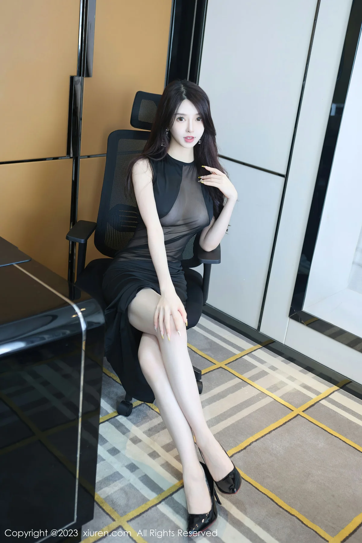 XiuRen 秀人 No.6937 玉兔miki 黑色薄纱连衣短裙性感写真3 - 3