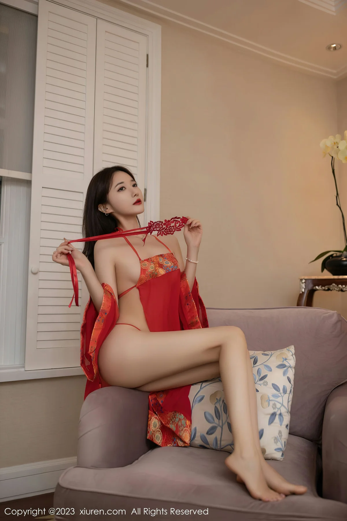 XiuRen 秀人 No.7008 鱼子酱Fish 红色丝绸泰国旅拍11 - 10