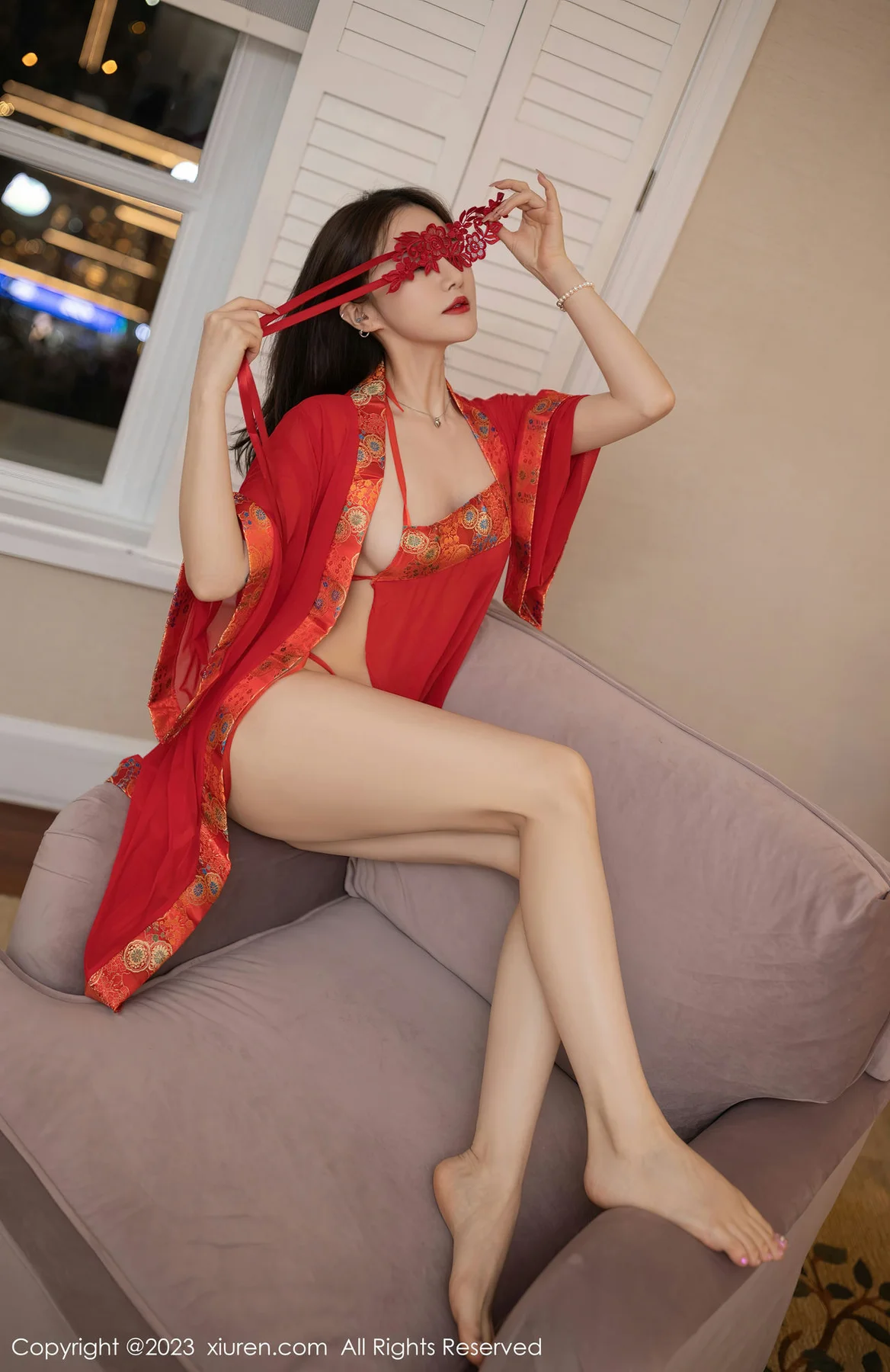 XiuRen 秀人 No.7008 鱼子酱Fish 红色丝绸泰国旅拍11 - 5