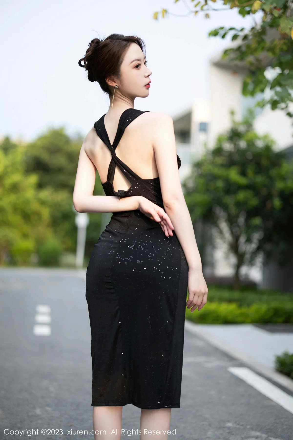 XiuRen 秀人 No.7031 梦心玥 黑色连衣长裙性感写真3 - 3