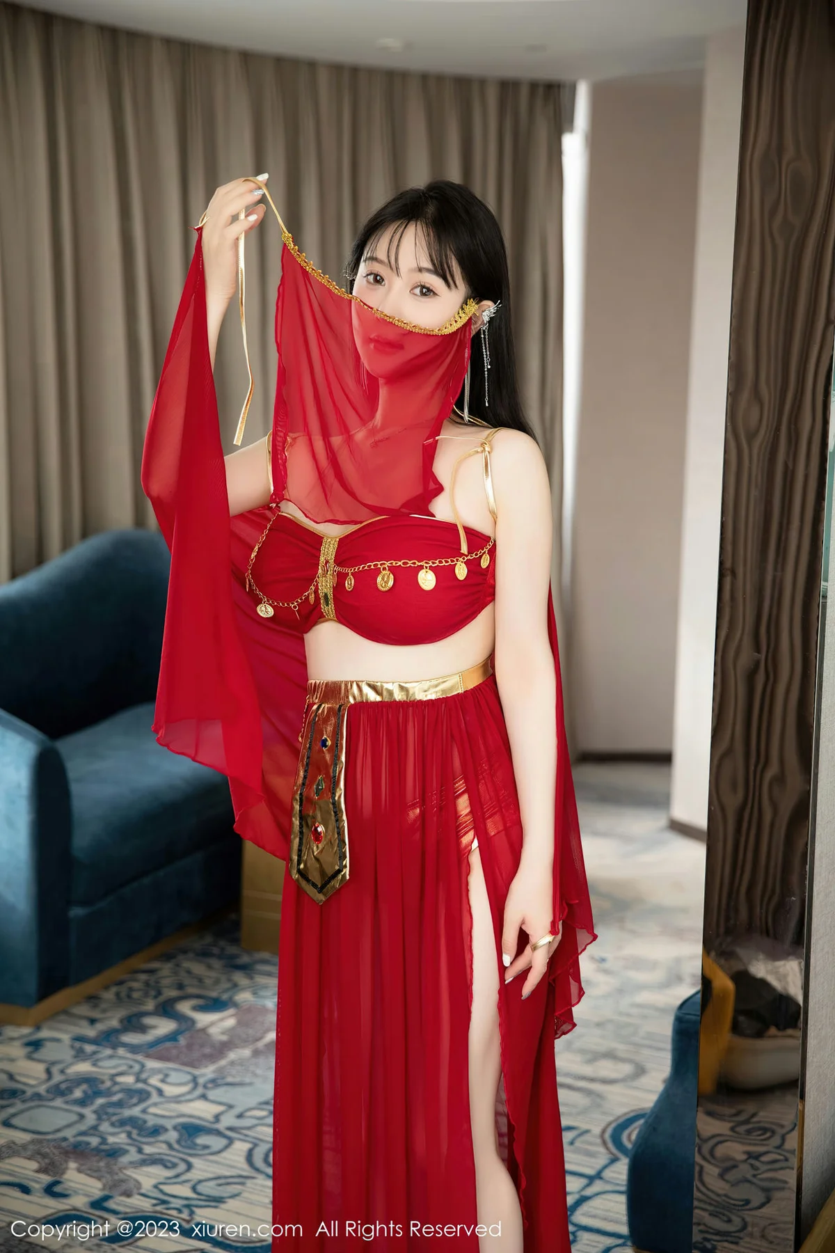 XiuRen 秀人 No.7103 柚琪Rich 红色西域舞服性感写真 - 3